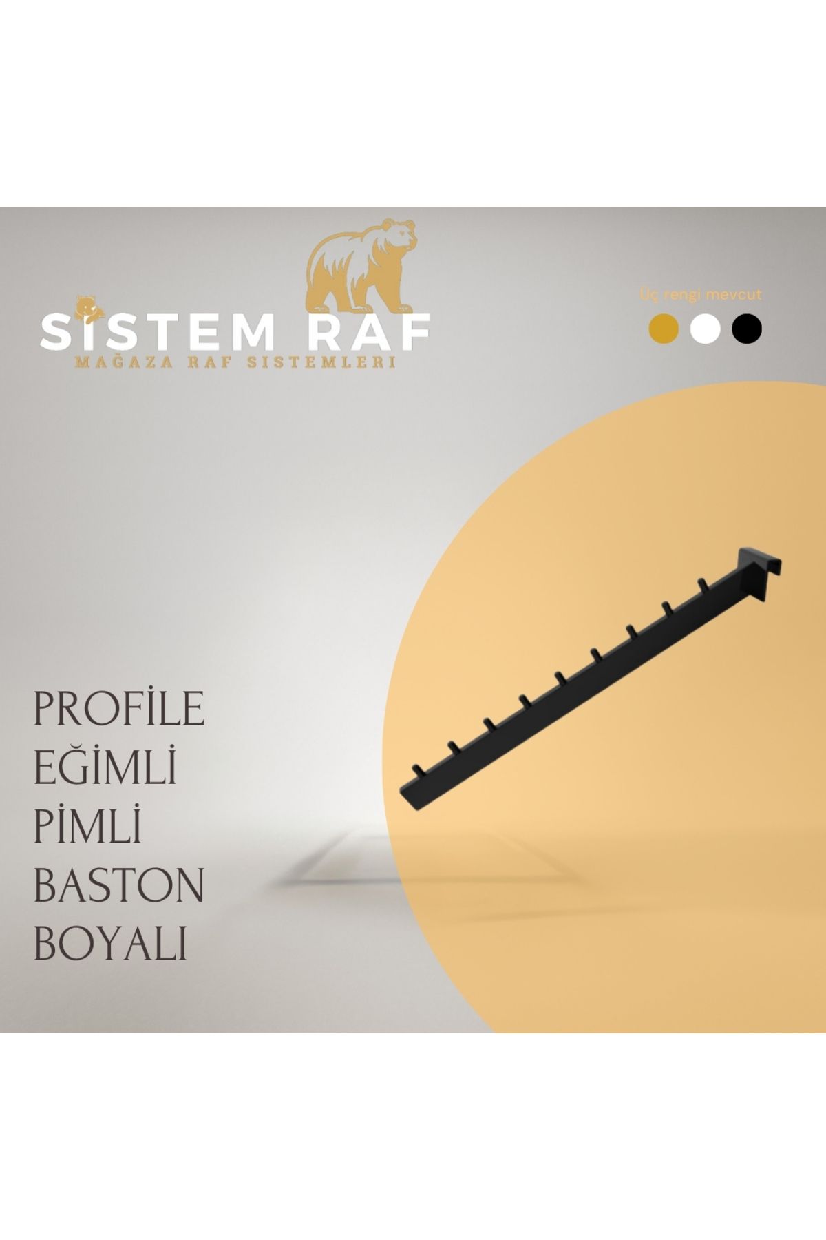 sistem raf 10*30 Profile Uyumlu Eğimli Pimli Baston - Boyalı Baston