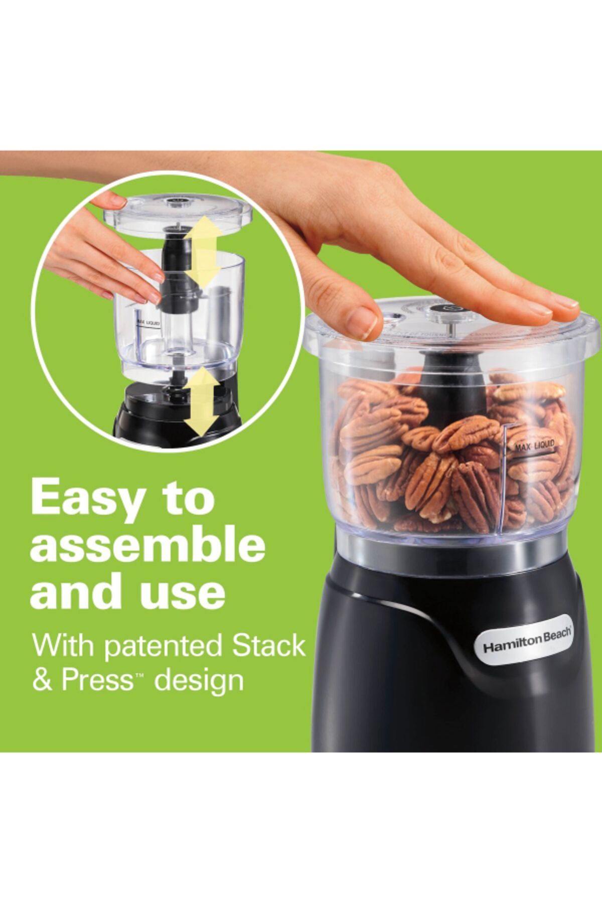 Hamilton Beach-350W Stack and Press Food Chopper with Removable Bowl and Blade 710ml 8