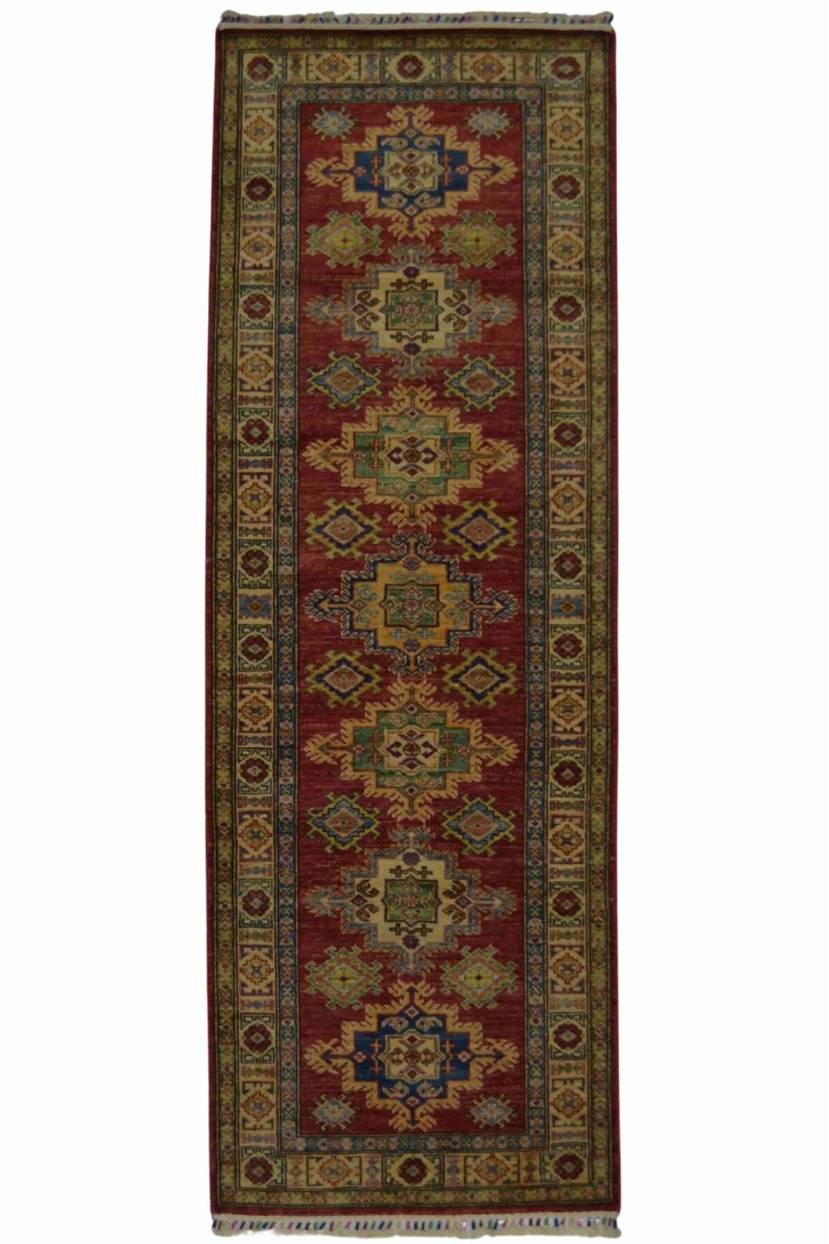 Handmade Afgan Şirvan Yün El Dokuma Kırmızı Renk Yolluk (83x240 cm, 1.99 m²)