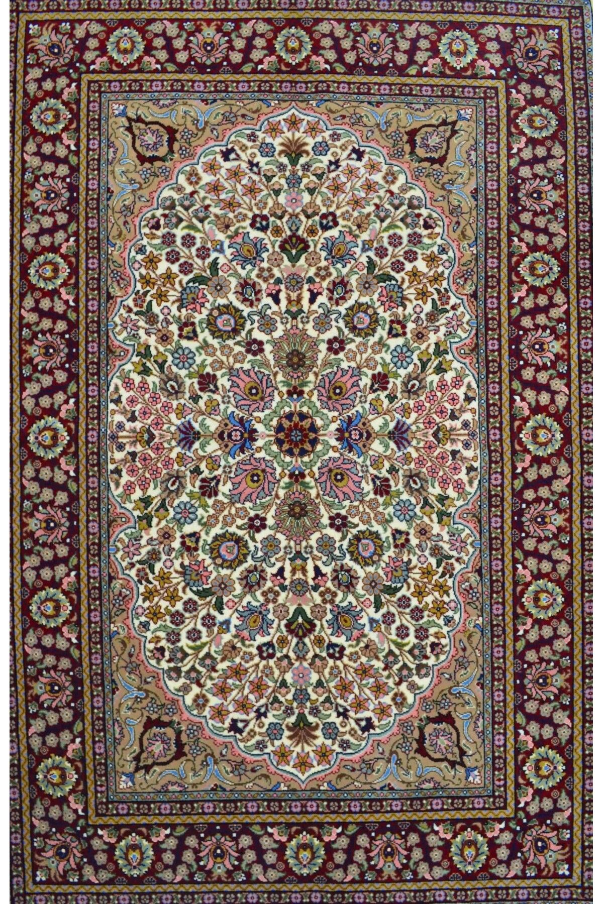 Handmade 1001 Çiçek Desenli El Dokuma Hereke Halısı 132x205 cm (2.71 m²)