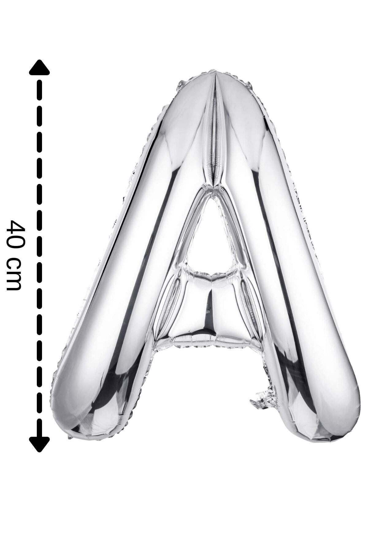 ikm balon Folyo Balon A Harfi Helyum Balon 40 Cm Gümüş Renk