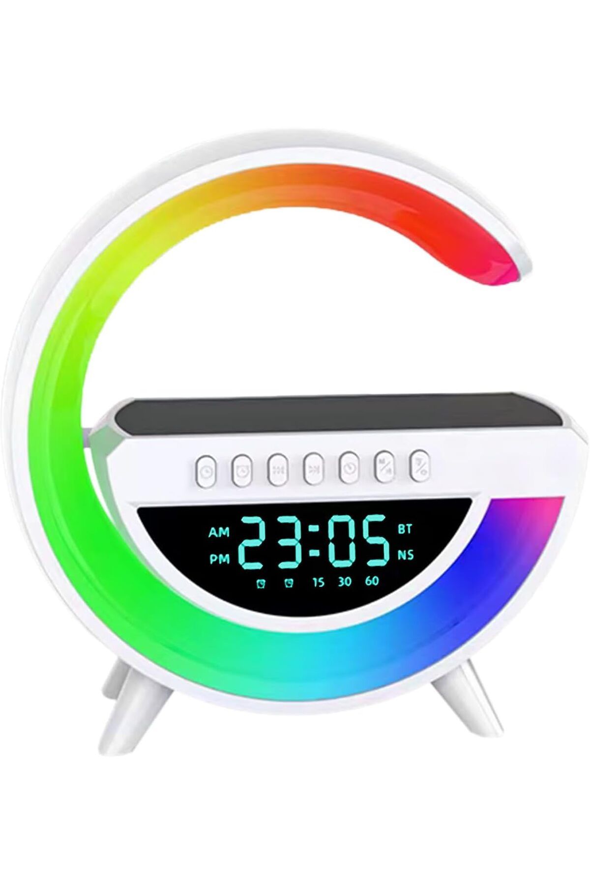 TEKNOTOPIA G Speaker RGB Ledli Saatli Alarmlı FM Radyolu Kablosuz Şarjlı Taşınabilir Bluetooth Hoparlör