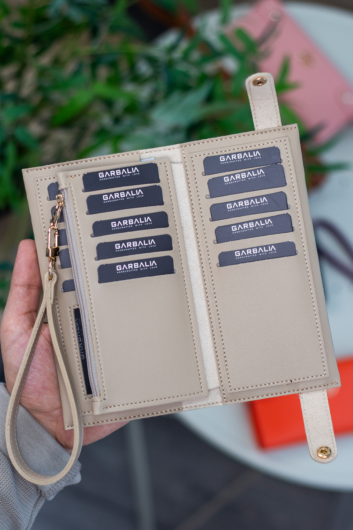 Garbalia  Tiran Bilek Askılı Bozuk Para Bölmeli Bol Kartlıklı Bej Kadın Cüzdanı - Görsel 4