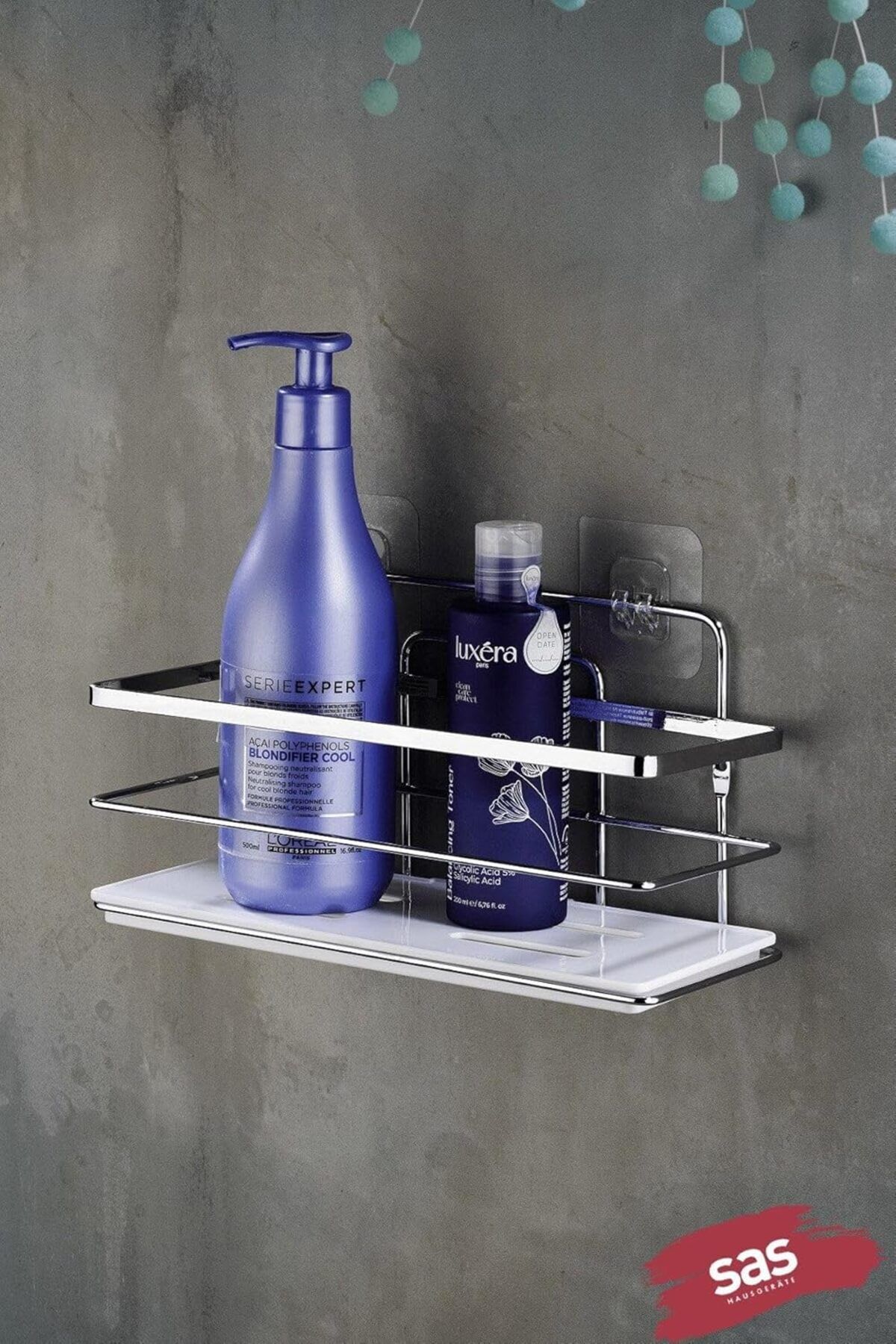 STOREMAX nffastore Haus Yapışkanlı Ömür Boyu Paslanmaz Kristal Ayarlanabilir Raf Banyo Düzenleyici Şam