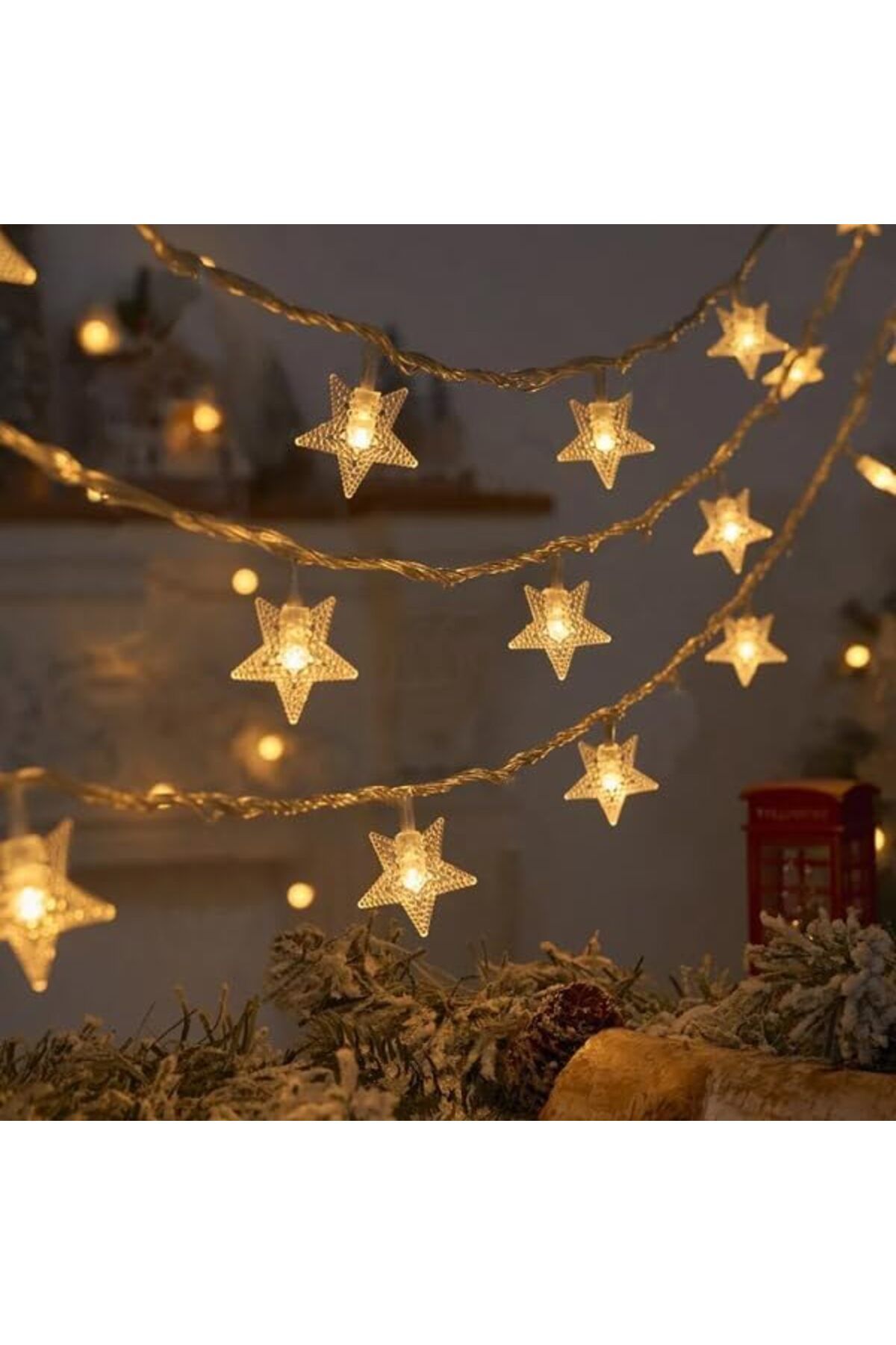STOREMAX 3 metre Led Işıklı 20'li Yıldız Işık Zinciri Dekoratif Pilli Aydınlatma