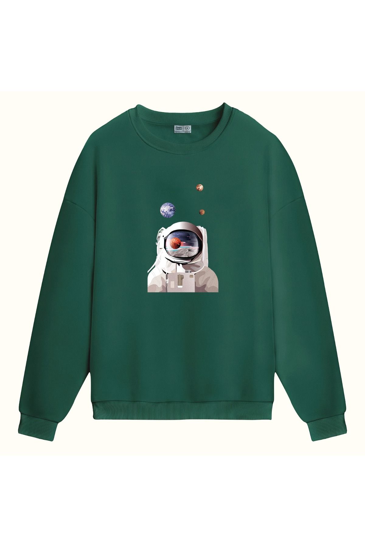 CCwear space travel baskılı bisiklet yaka sweatshirt