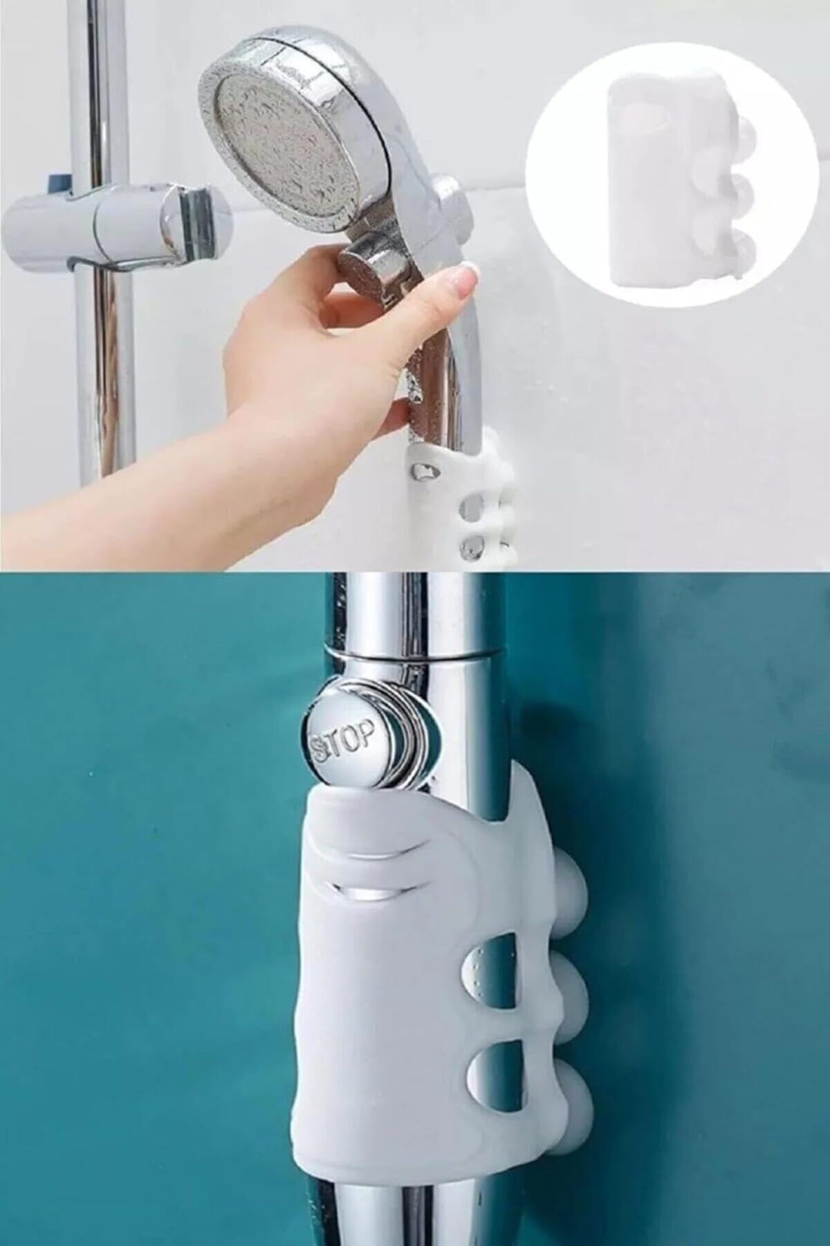 yenibagshop Vantuzlu Duş Başlığı Tutacağı Silikon Vantuzlu Banyo Başlığı Askı Tutucu Kanca Vakumlu Tutucu Aparat
