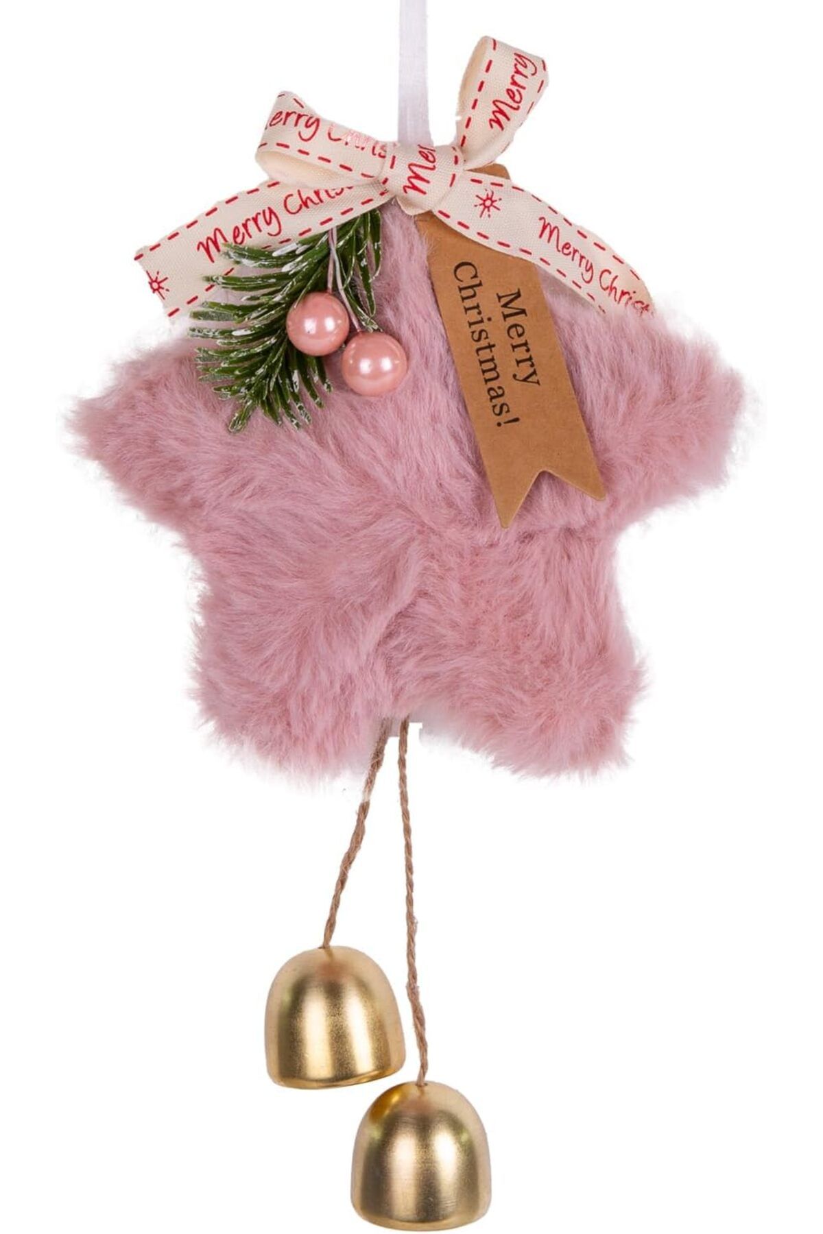 STOREMAX Yılbaşı Süsü Yıldız Çanlı Pudra Pembe 14x20 Cm. StarColxlection 655141