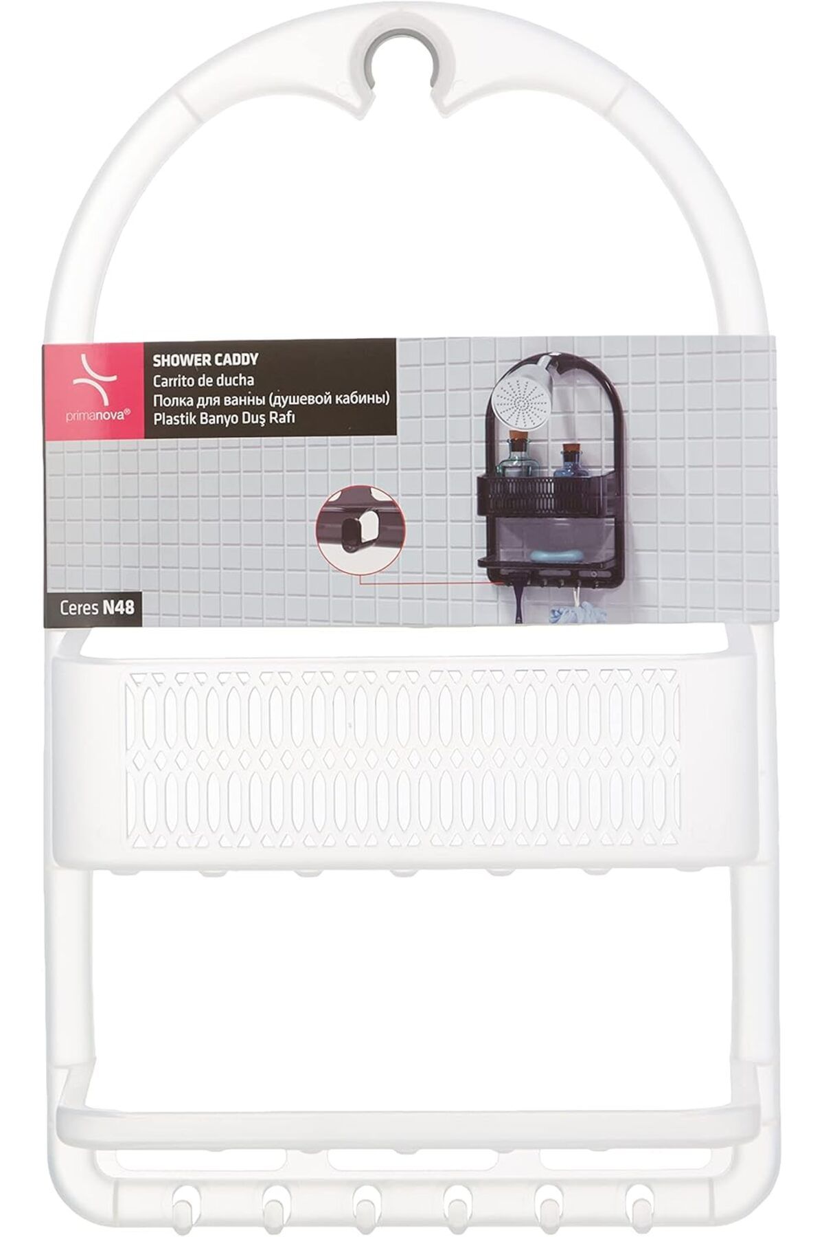 yenibagshop M-N48-16 Ceres Plastik Banyo Duş Rafı, Şeffaf
