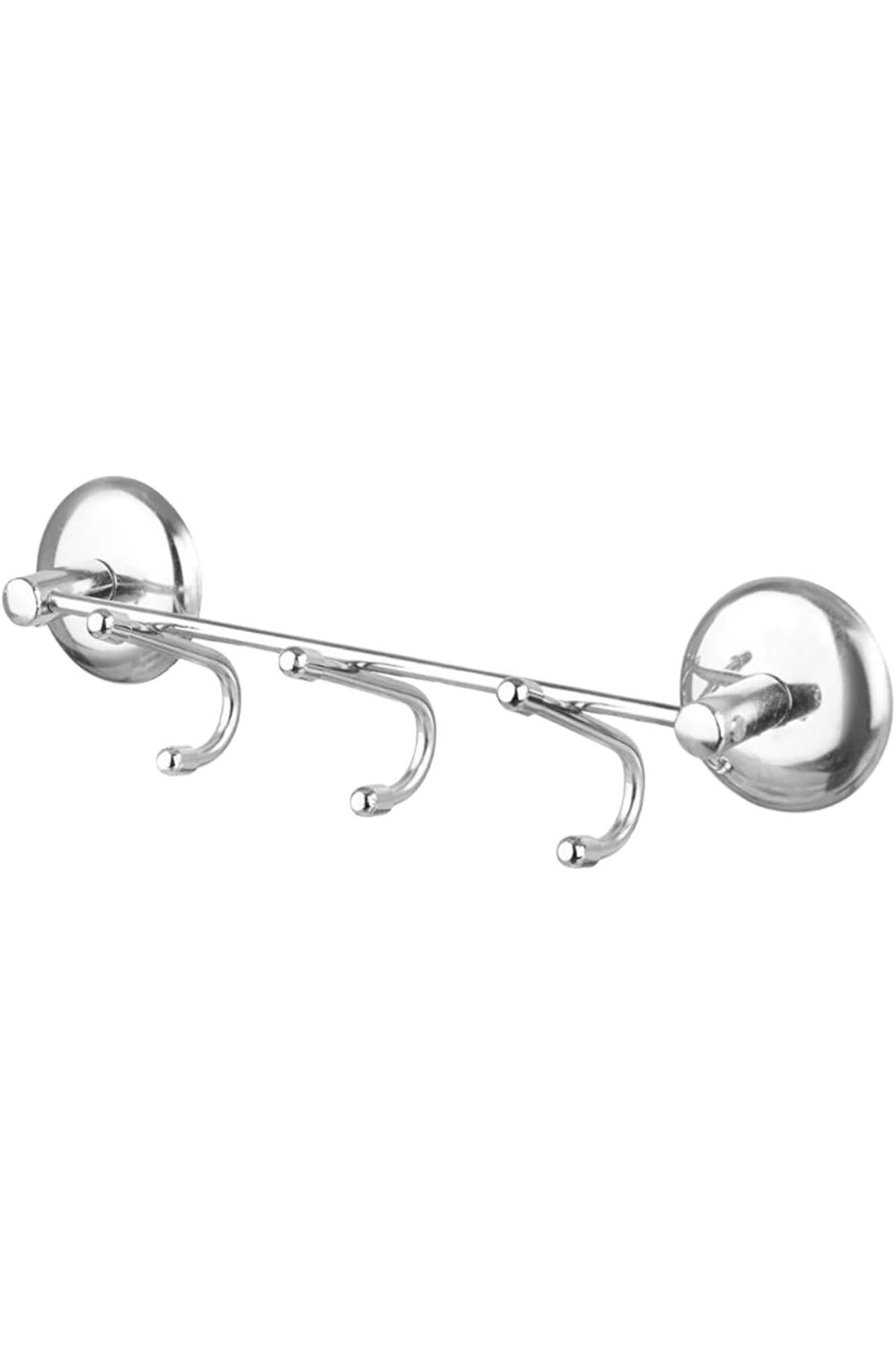 yenibagshop Banyo Lavabo Vidalı Askılık 3'lü Metal Sağlam Aparat Krom Askılık Elbise Havlu Asma Askı