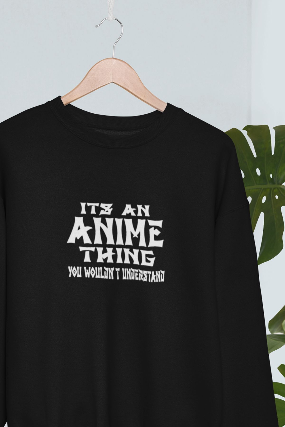 qoeuyl boutique Its Anime Things Baskılı Eğlenceli Unisex Bisiklet Yaka Sweatshirt