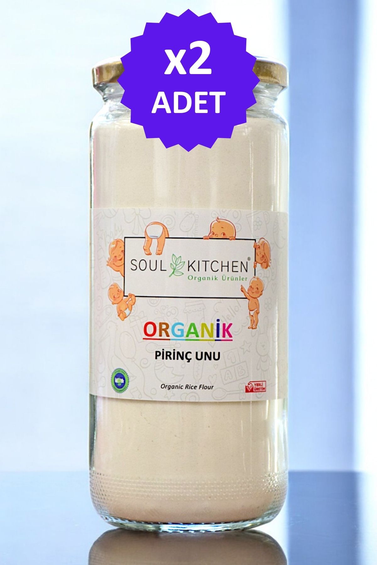 Soul Kitchen Organik Ürünler Organik Bebek Pirinç Unu 300gr - Cam 2'li Avantaj Set -