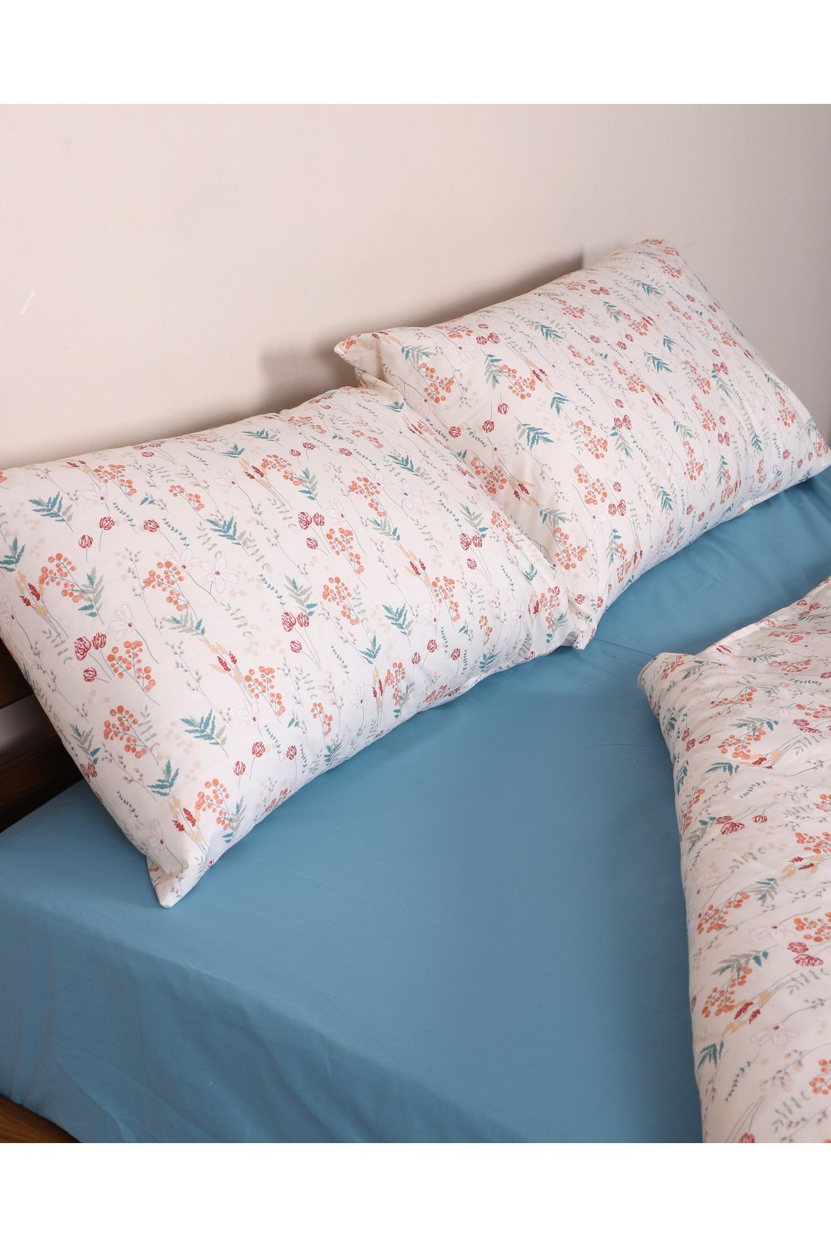 zirael-100% Cotton Double Size 160 X 200 Fitted Bed Sheet Duvet Cover Set 2