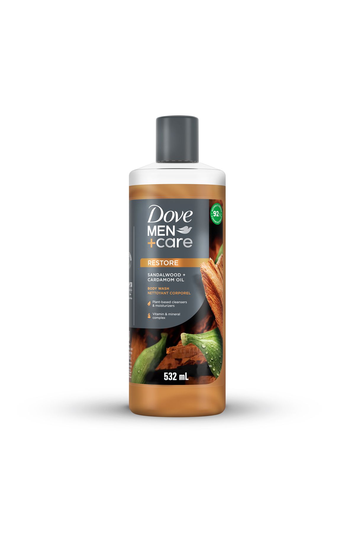 Dove Men-+Care Body Wash, Restore, Sandalwood & Cardamom Oil, Vitamin & Mineral Complex, 532ml 1