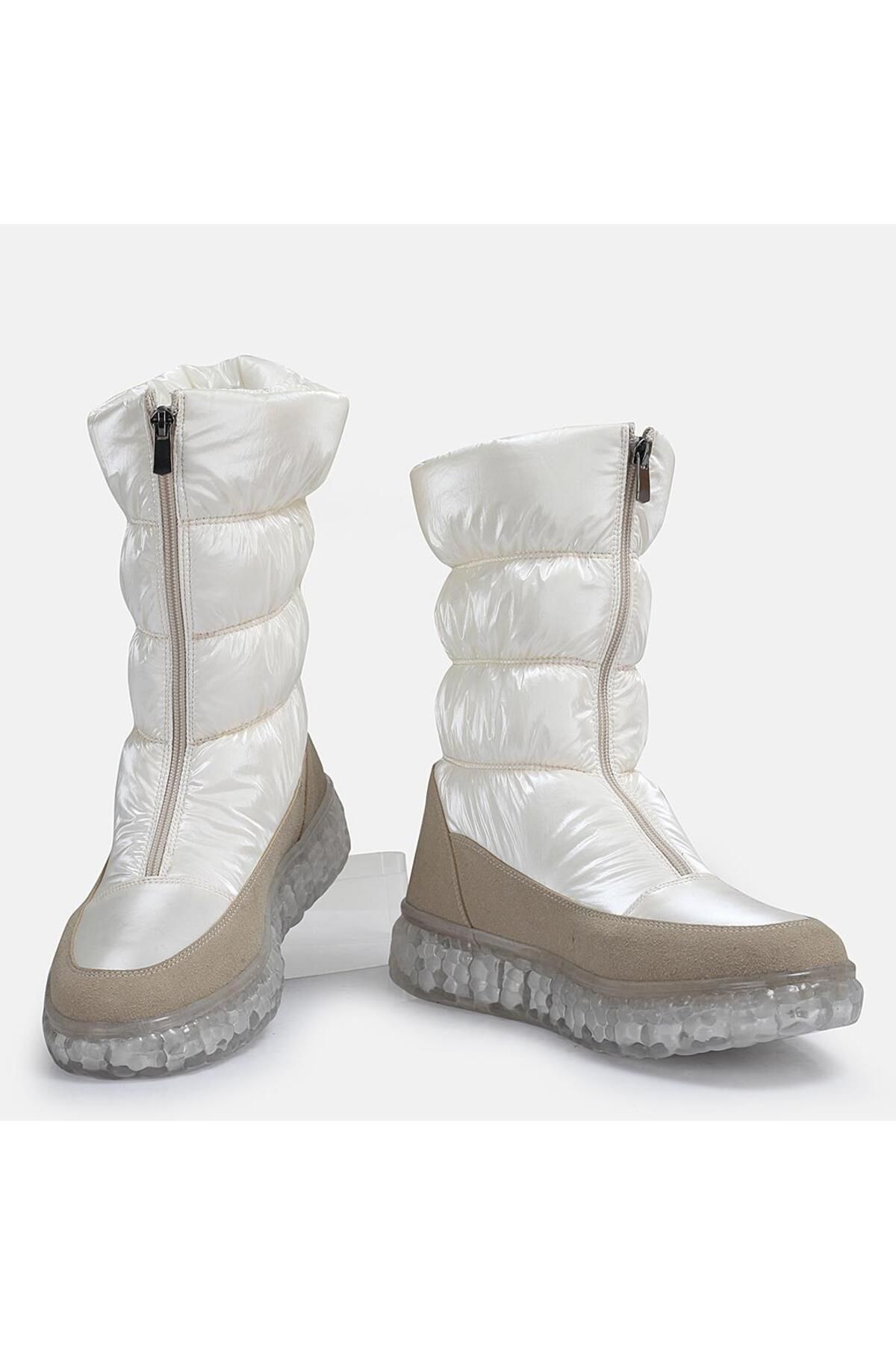 37Numara-Beige Shiny Large Size Women's Snow Boots - 42-43-44-45 4