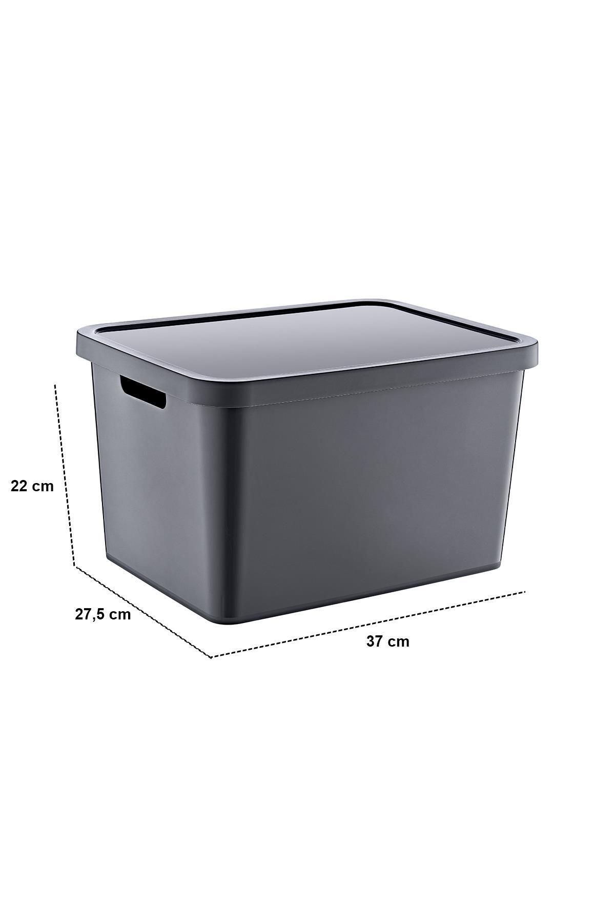Smartware-Anthracite 18 Lt Set of 4 Stafi - Multi-Purpose Box with Lid 3