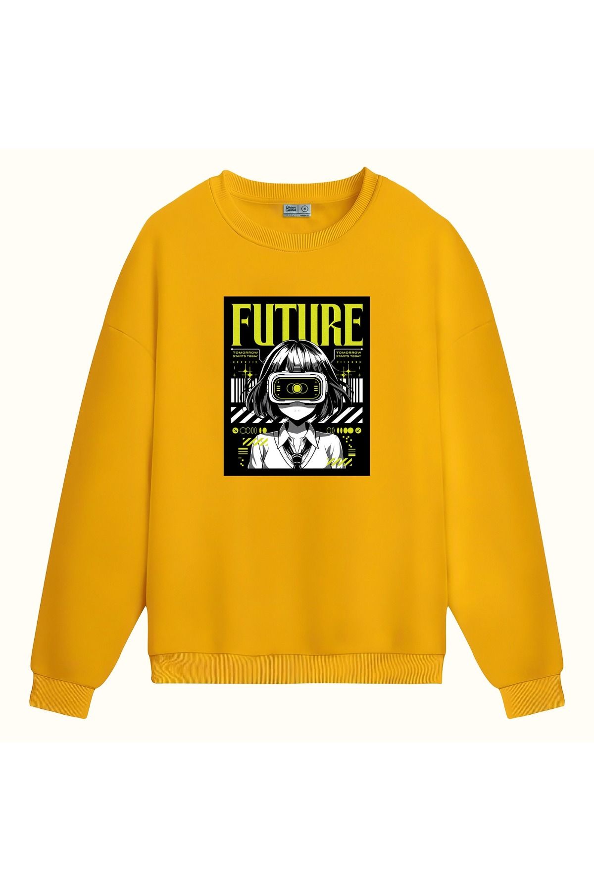 CCwear the future baskılı bisiklet yaka sweatshirt