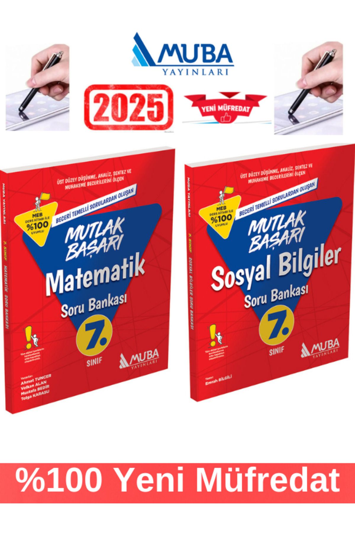 Muba Yayınları 2025 7.Sınıf Mutlak Başarı Matematik-Sosyal  %100 Yeni Müfredat Soru Bankası+Kalem