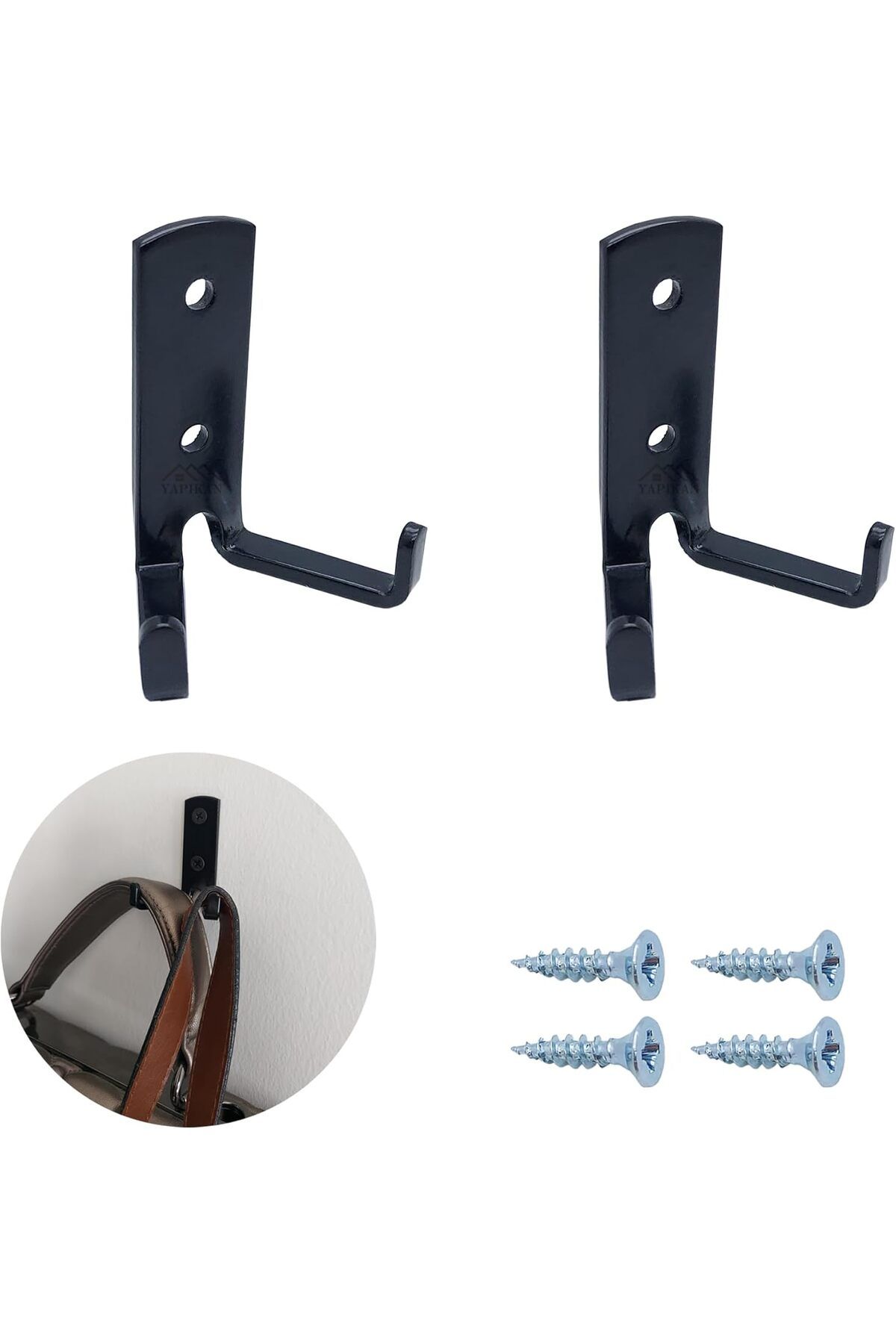 STOREMAX lbstorex 2 ad. Çelik Koç Askı Siyah - Metal Okul Çanta Masa Sıra Askısı - Portmanto, Vestiyer