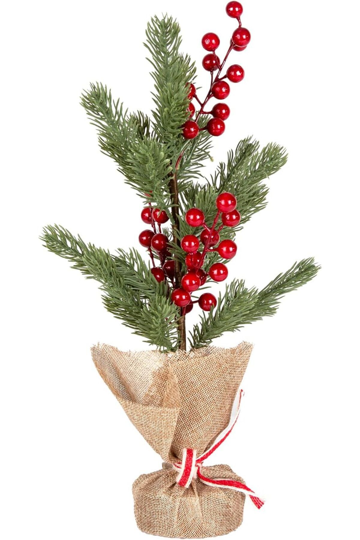 STOREMAX srhtDS Yılbaşı Süsü Masa Çamı Kırmızı Berry'li Yeşil 18x37 Cm. Desing 266450
