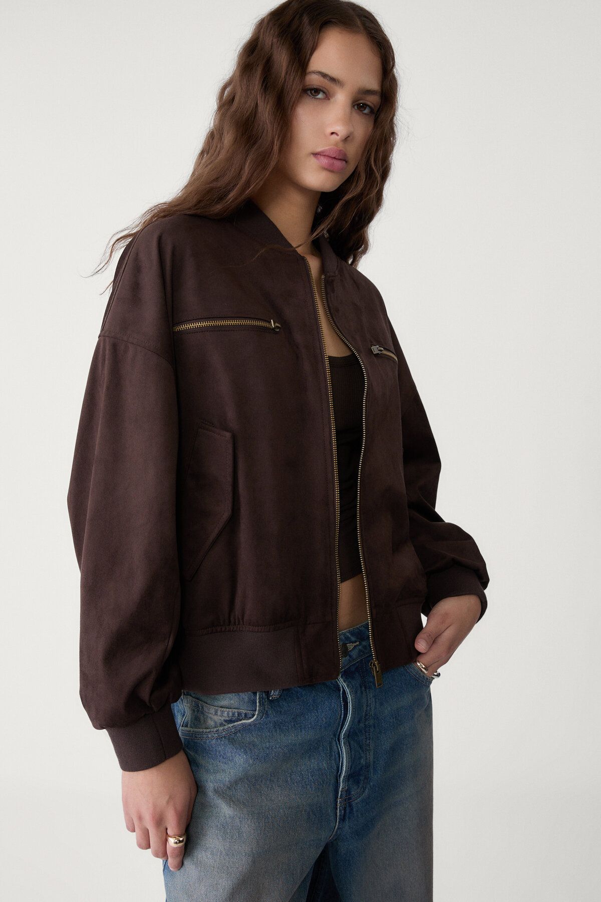 Stradivarius Suni süet bomber ceket