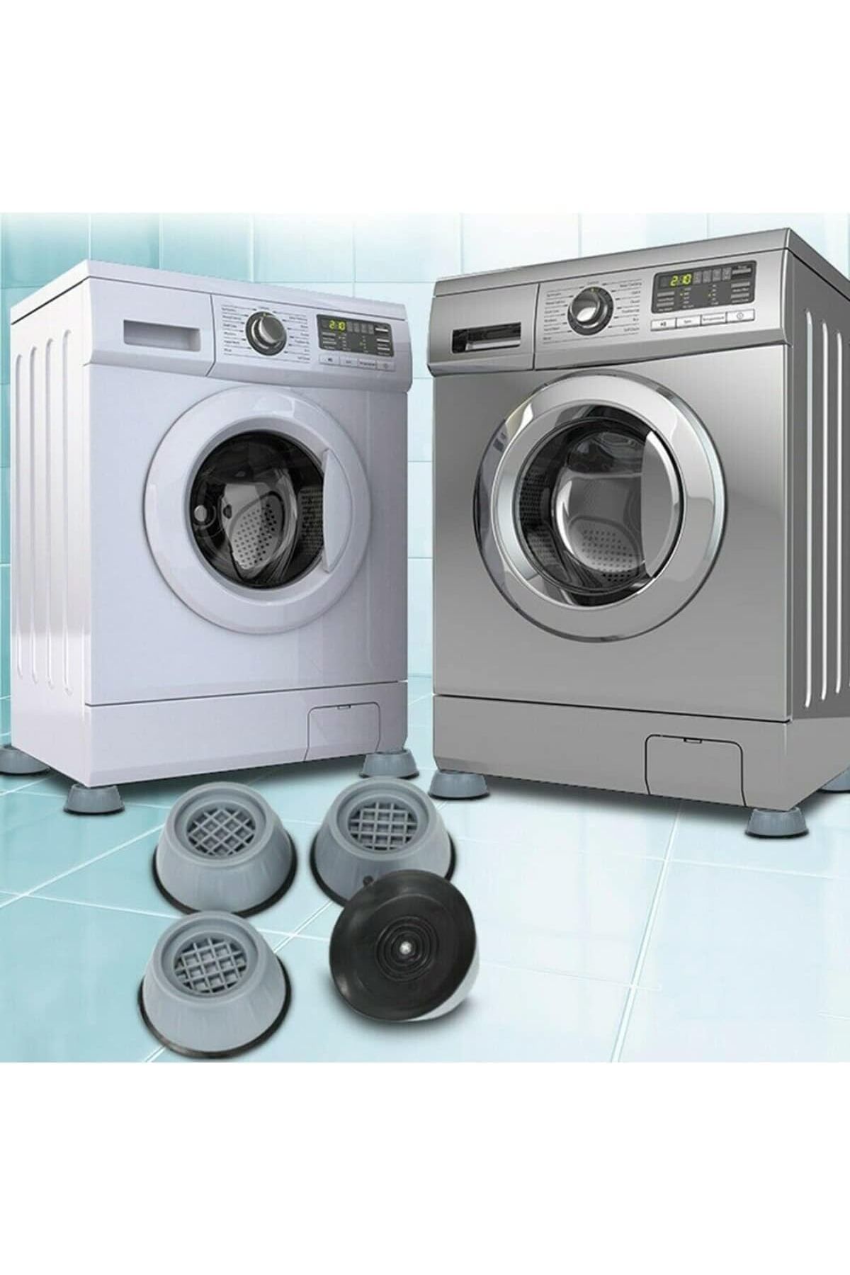 yenibagshop Çamaşır Makinesi Titreşim Gürültü Hareket Önleyici Mobilya Yükseltici Ayak Ped (4 Adet)