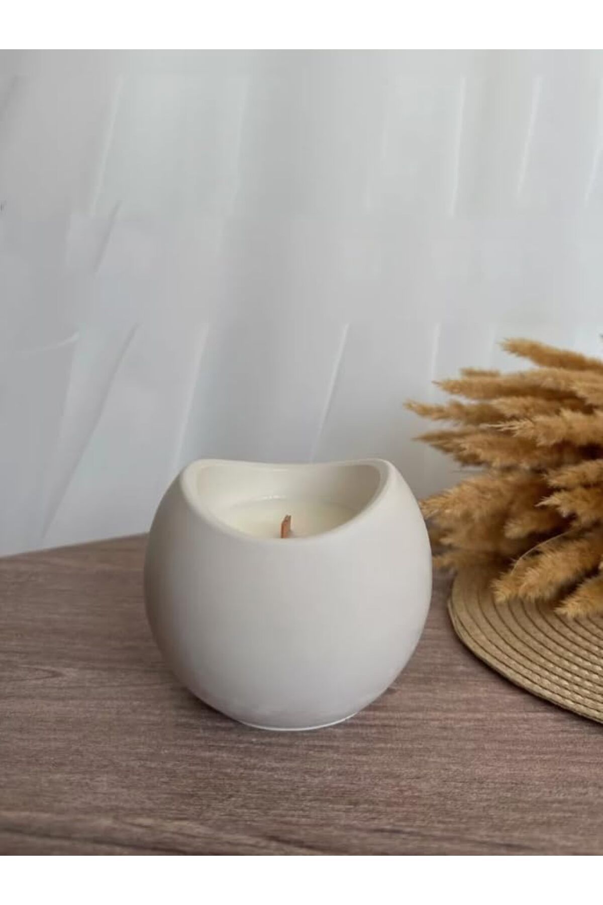 yenibagshop Ahşap Fitilli Soya Mumu - Dekoratif Kavanoz