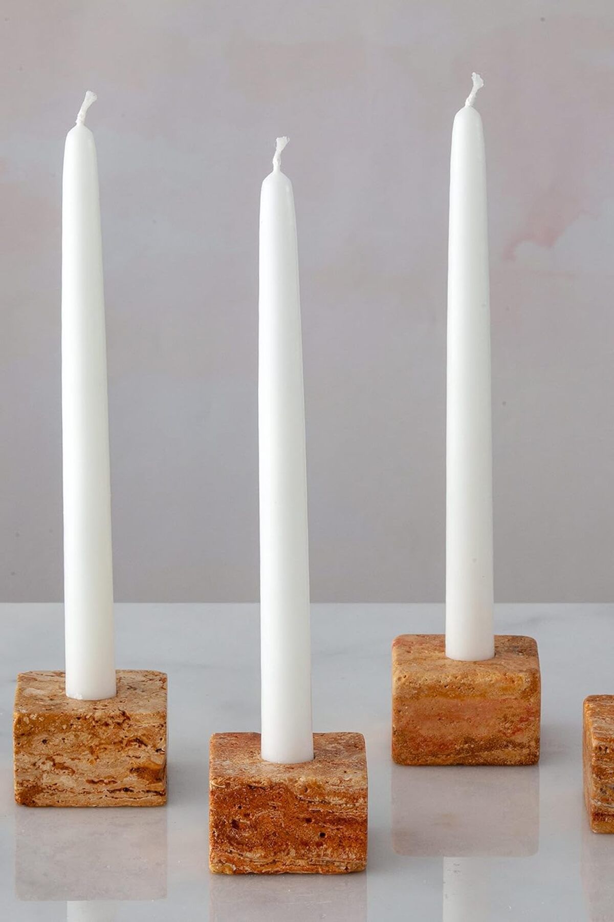 yenibagshop Trrten Mermer Şamdan Mumluk 4lü Set Fuego
