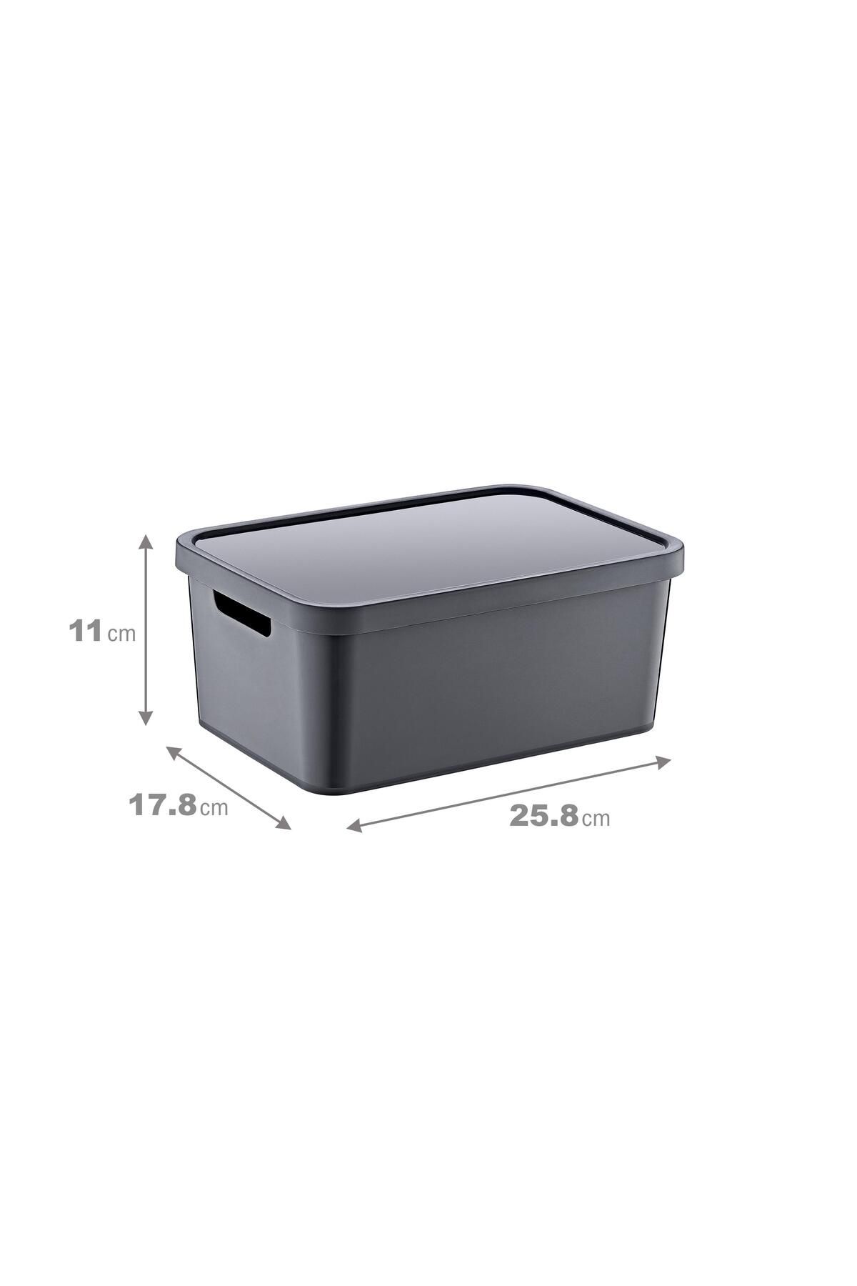 Smartware-Anthracite 4.5 Lt Box with Lid - Set of 4 Stafi, Multi-Purpose 5