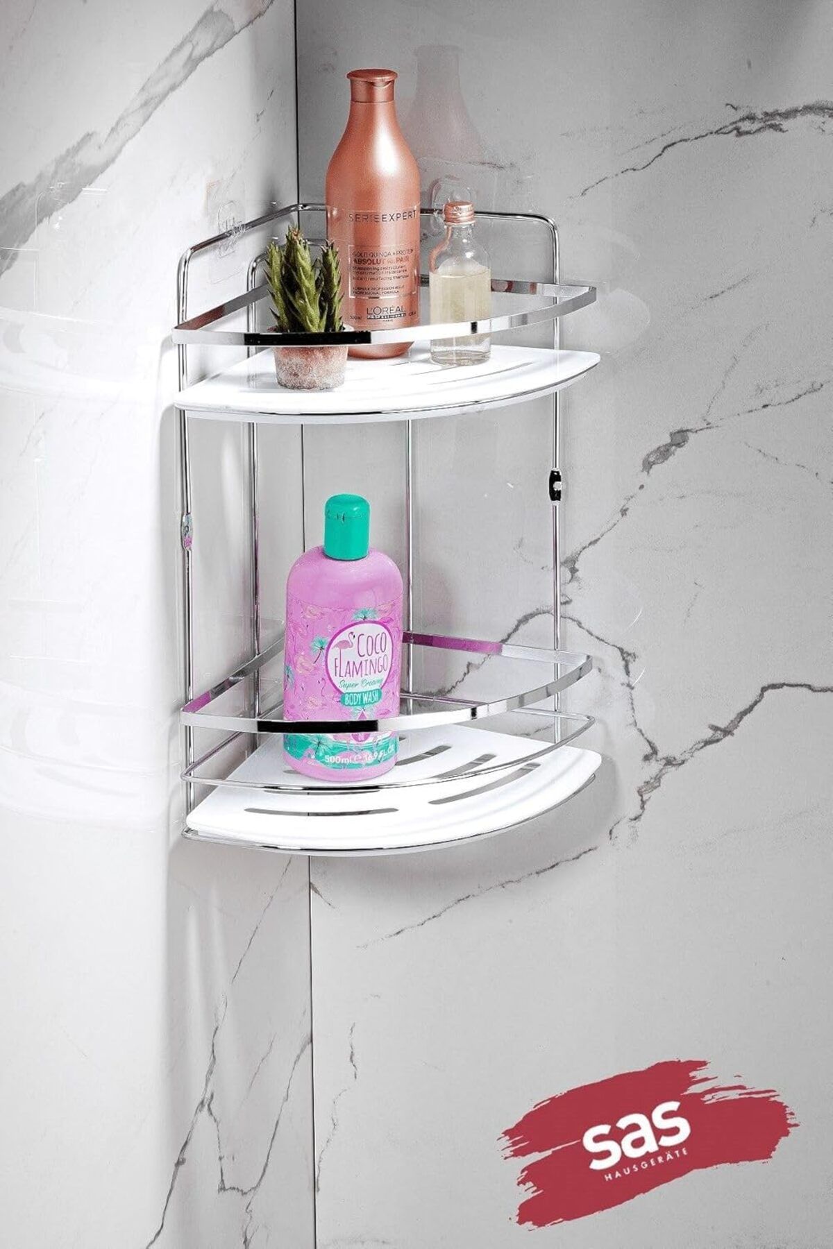 STOREMAX mrttnca Haus Yapışkanlı Ömür Boyu Paslanmaz Kristal Ayarlanabilir Raf Banyo Düzenleyici Şampu