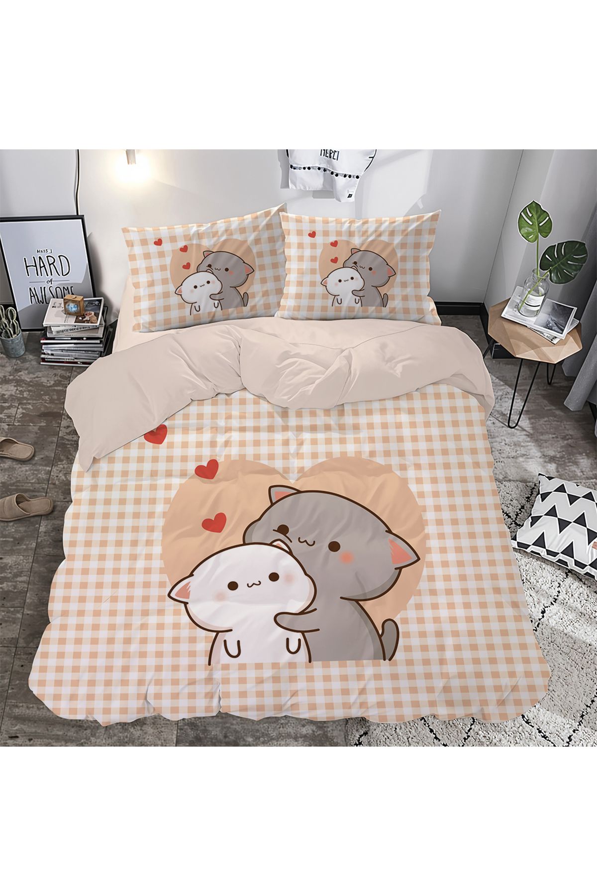 hediyechy GİFT DUVET COVER dudu budu Temalı 3d Baskılı Çift Kişilik Nevresim Takımı