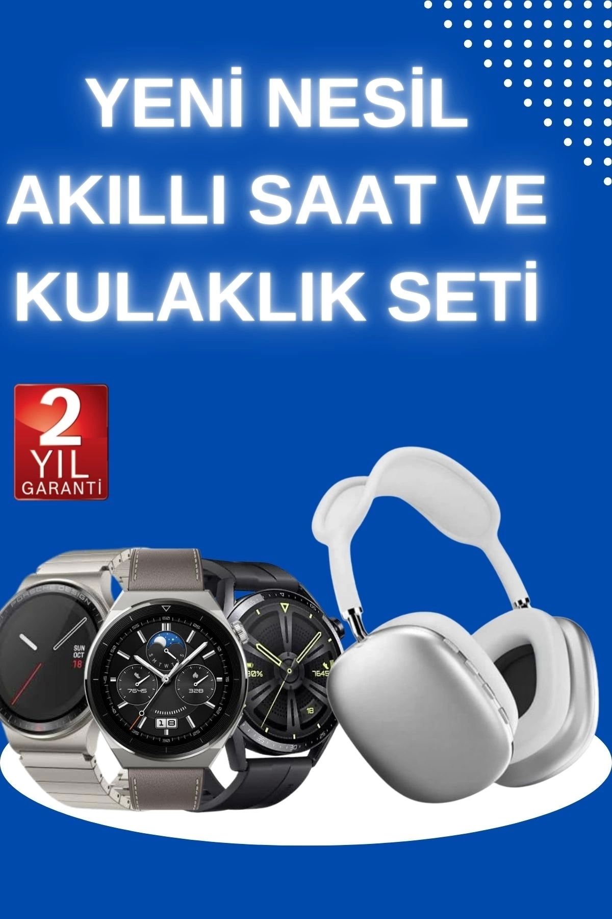 ASTRALTECH Yeni Nesil Sesli Görüşme Akıllı Saat ve Powerbank Çoklu Şarj Girişli Bluetooth Kulaklık Nabız Ölçer