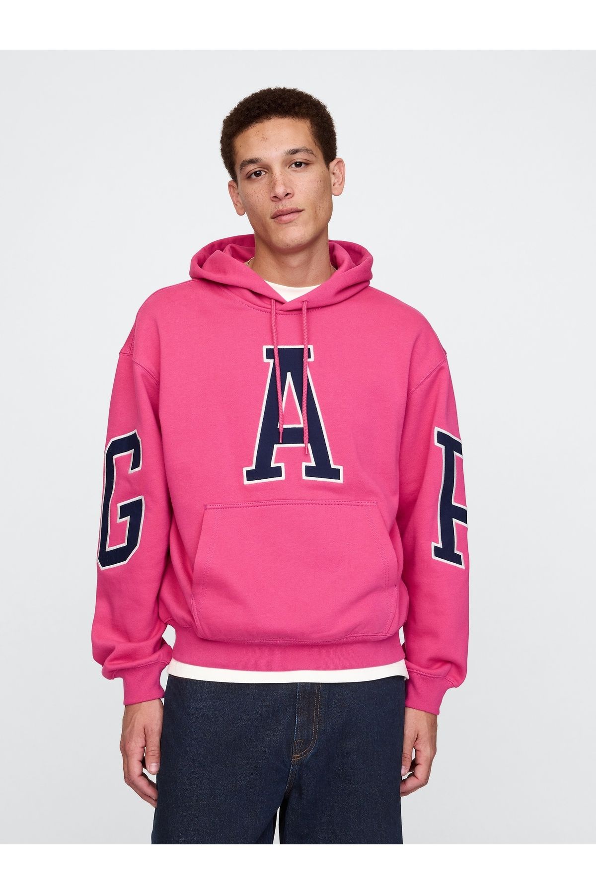 GAP Erkek Pembe Gap Logo Heavyweight Sweatshirt