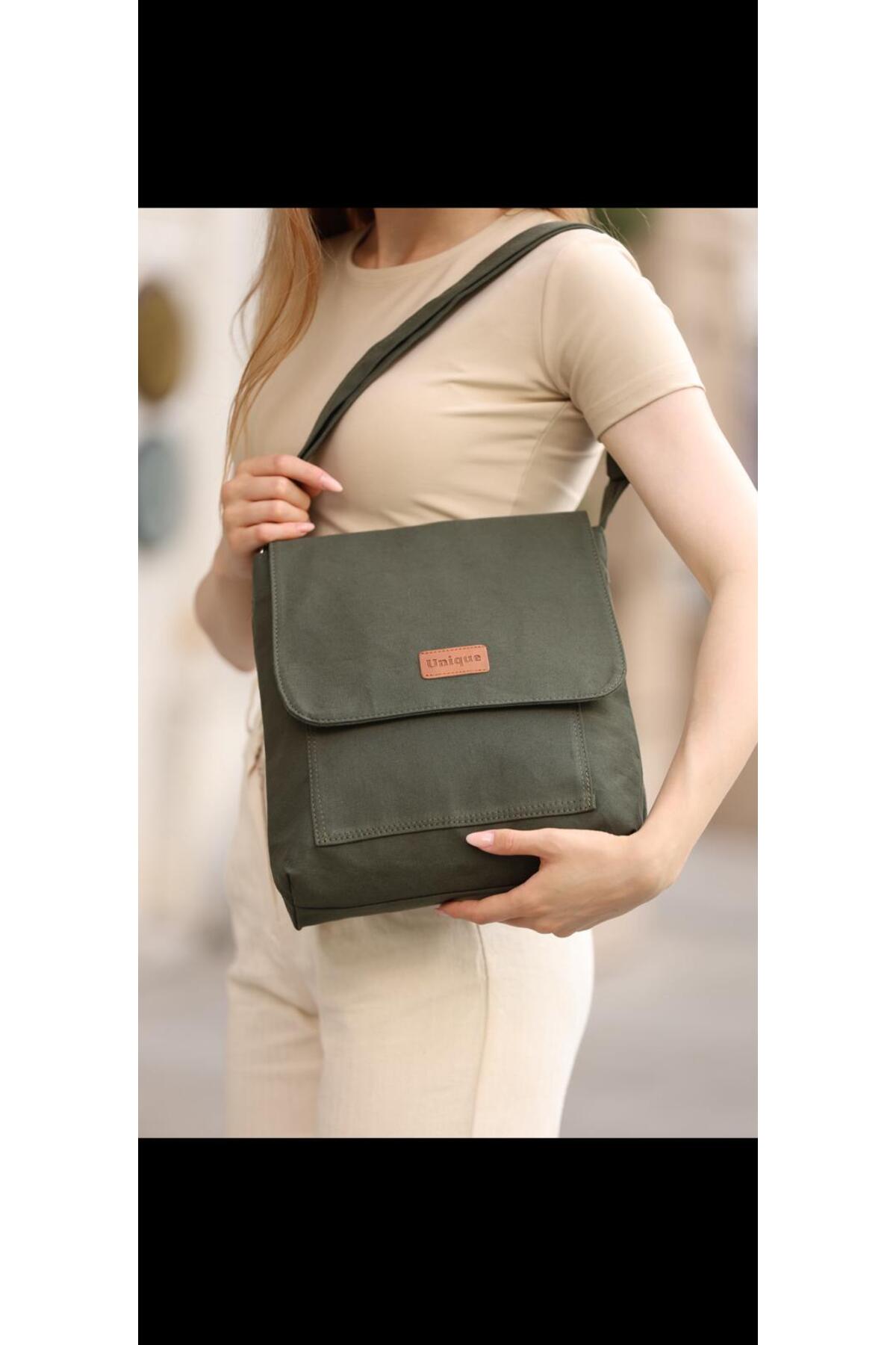 PASSTELL  Kanvas Kumaş Unisex Postacı Çanta - Görsel 3