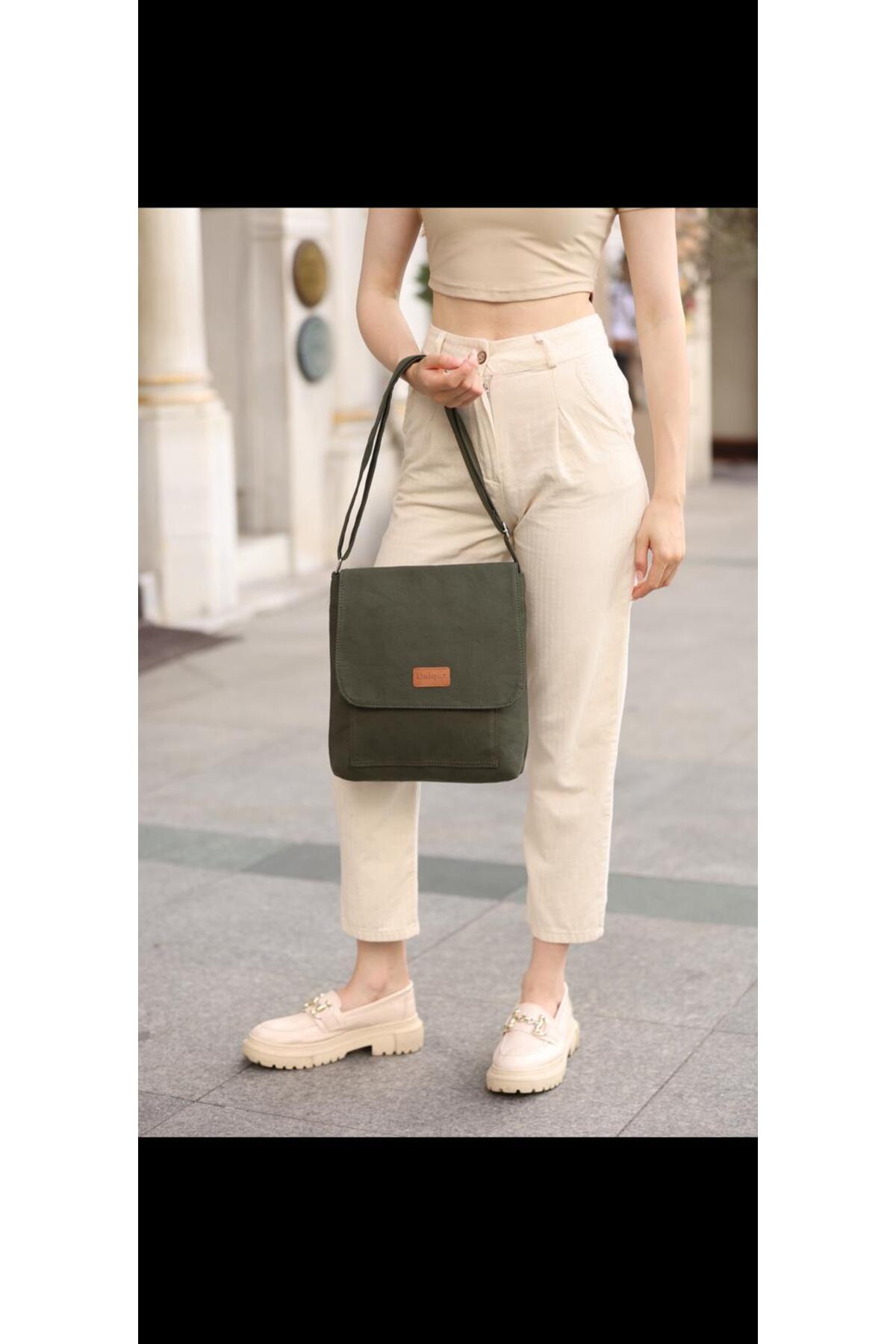 PASSTELL  Kanvas Kumaş Unisex Postacı Çanta - Görsel 5