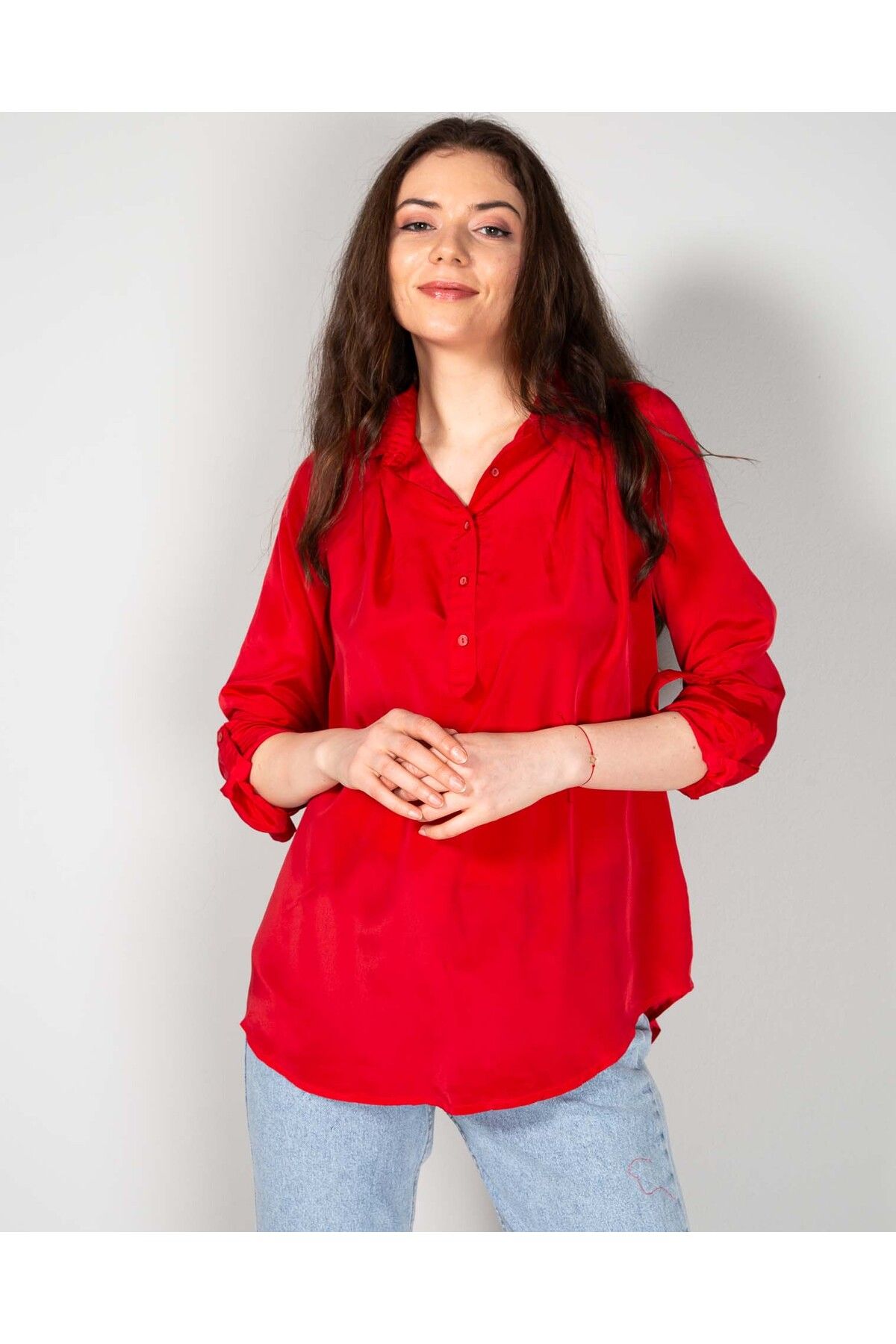 Miniprix-Bluza asimetrica cu nasturi la baza gatului N240302033 2