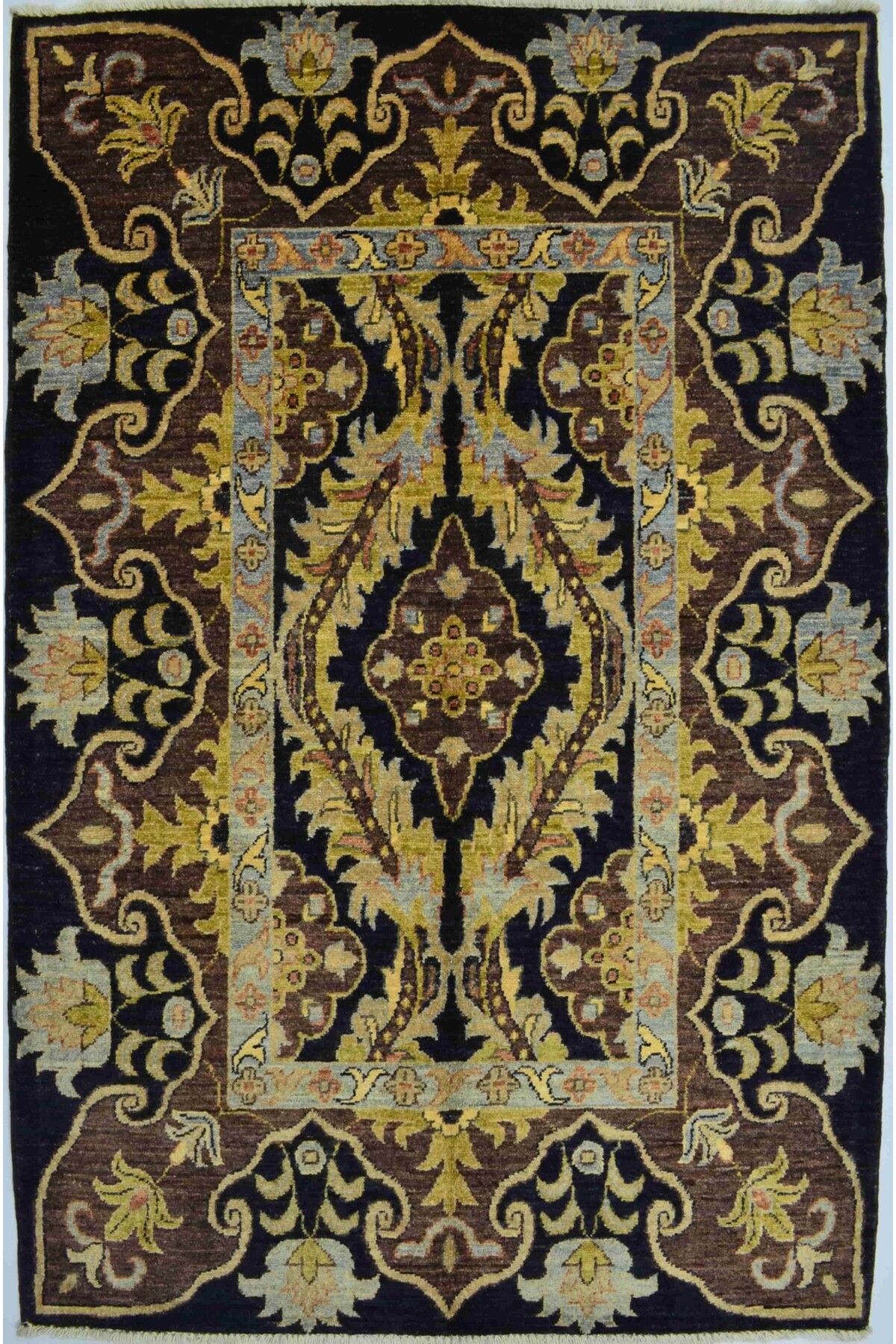 Handmade Kirman Yünü El Dokuma Uşak Ziegler Halısı 100x152 cm (1.52 m²)