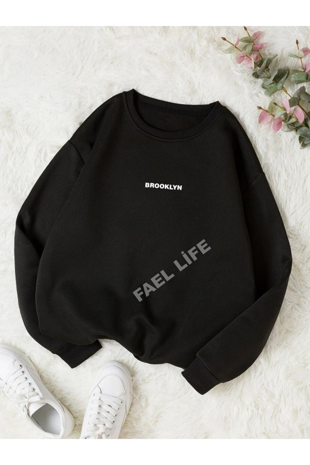 FAEL LİFE UNISEX OWERSIZ BISIKLET YAKA BROKLYN BASKILI ERKEK/KADIN