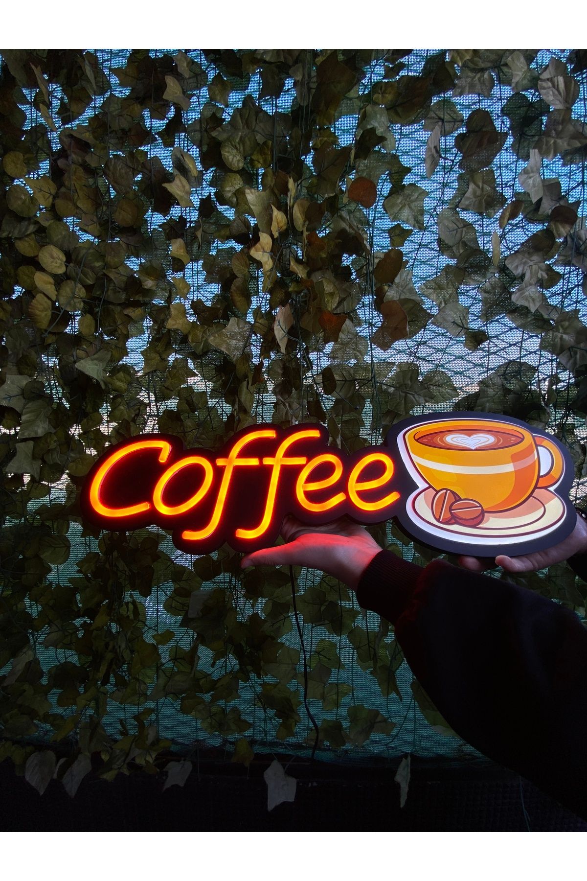 Neonite "COFFEE" Işıklı ve UV Baskılı Neonled ve Leon Dekoratif Duvar Yazısı Tabelası (42x22CM)