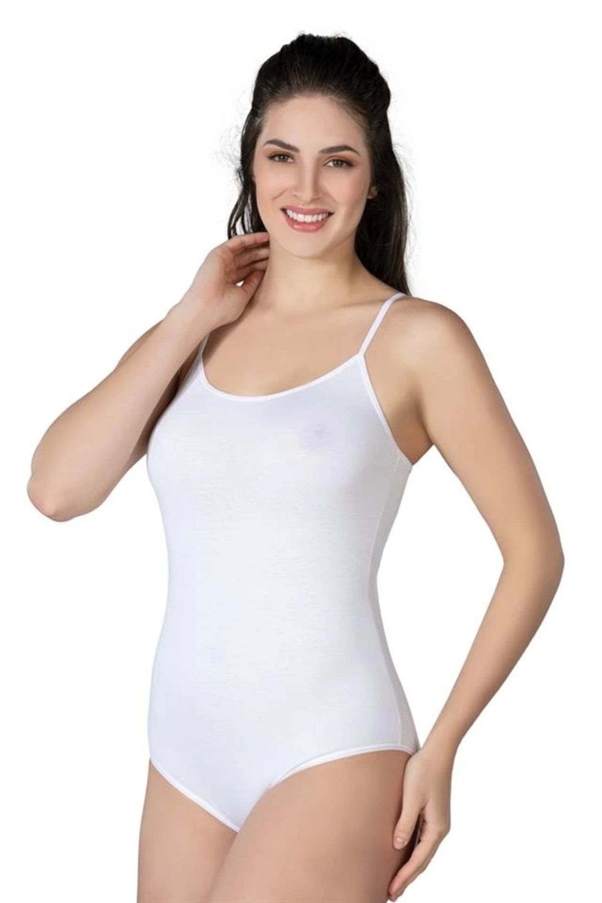 fevien Beyaz 1415 Modal Cotton Çıtçıtlı İnce Askılı Body