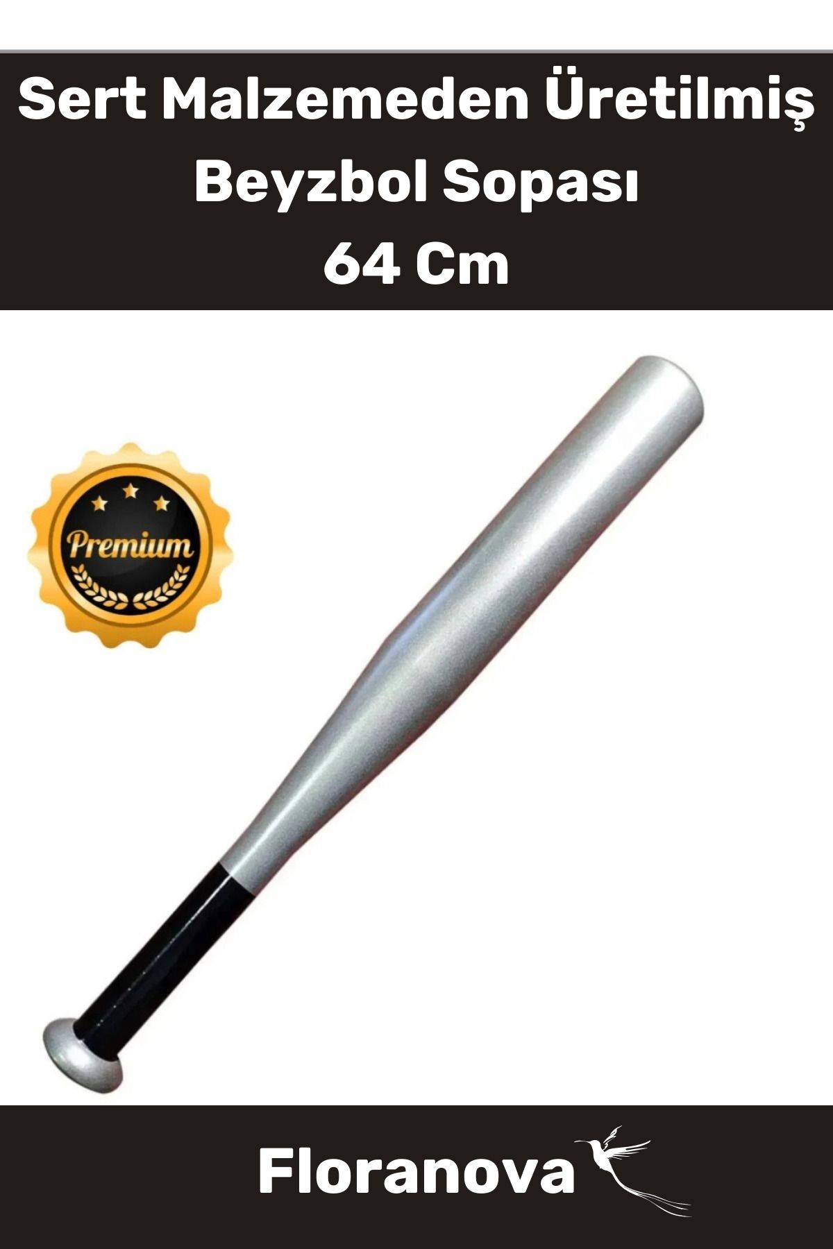 Floranova Özel Üretim Premium Kaliteli Kırılmaz Metal Baseboll Beyzbol Sopası 64 Cm