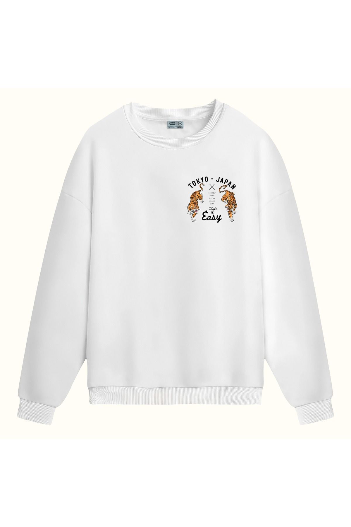 CCwear kaplan ve tokyo japan baskılı bisiklet yaka sweatshirt