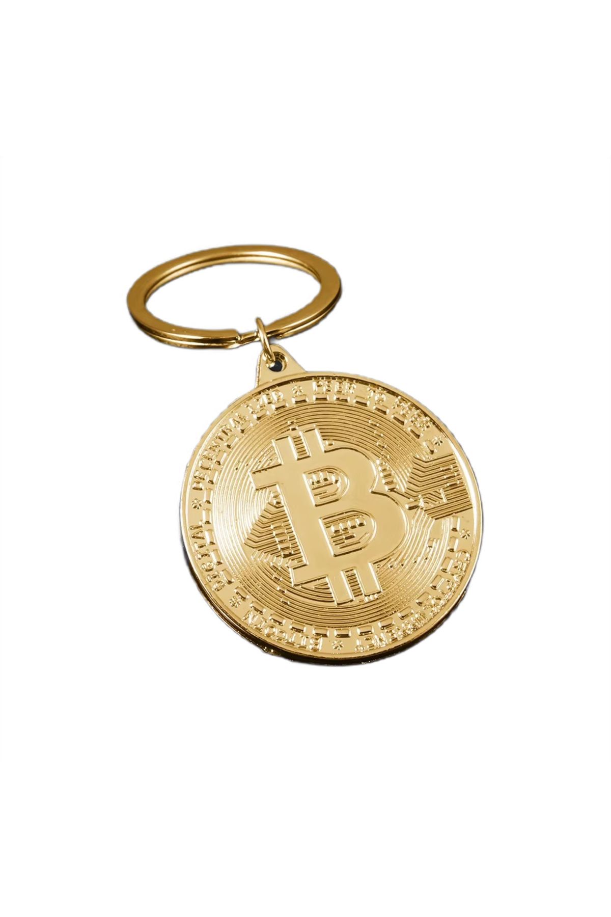 Schulzz Bitcoin Logo Şeklinde Altın Renk 4 CM Anahtarlık