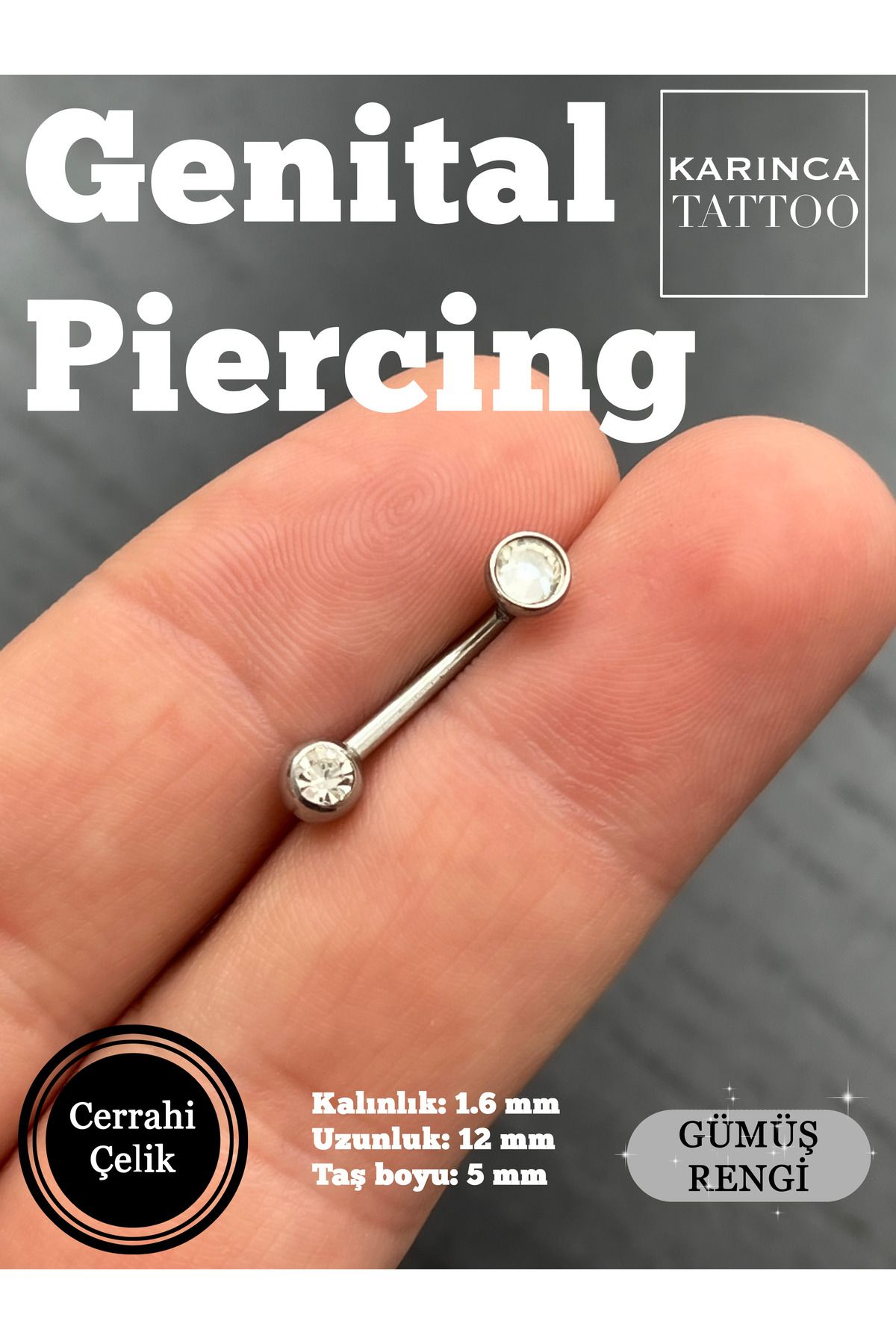 Karınca Piercing-Genital Piercing with Stones (Ant Tattoo) 2