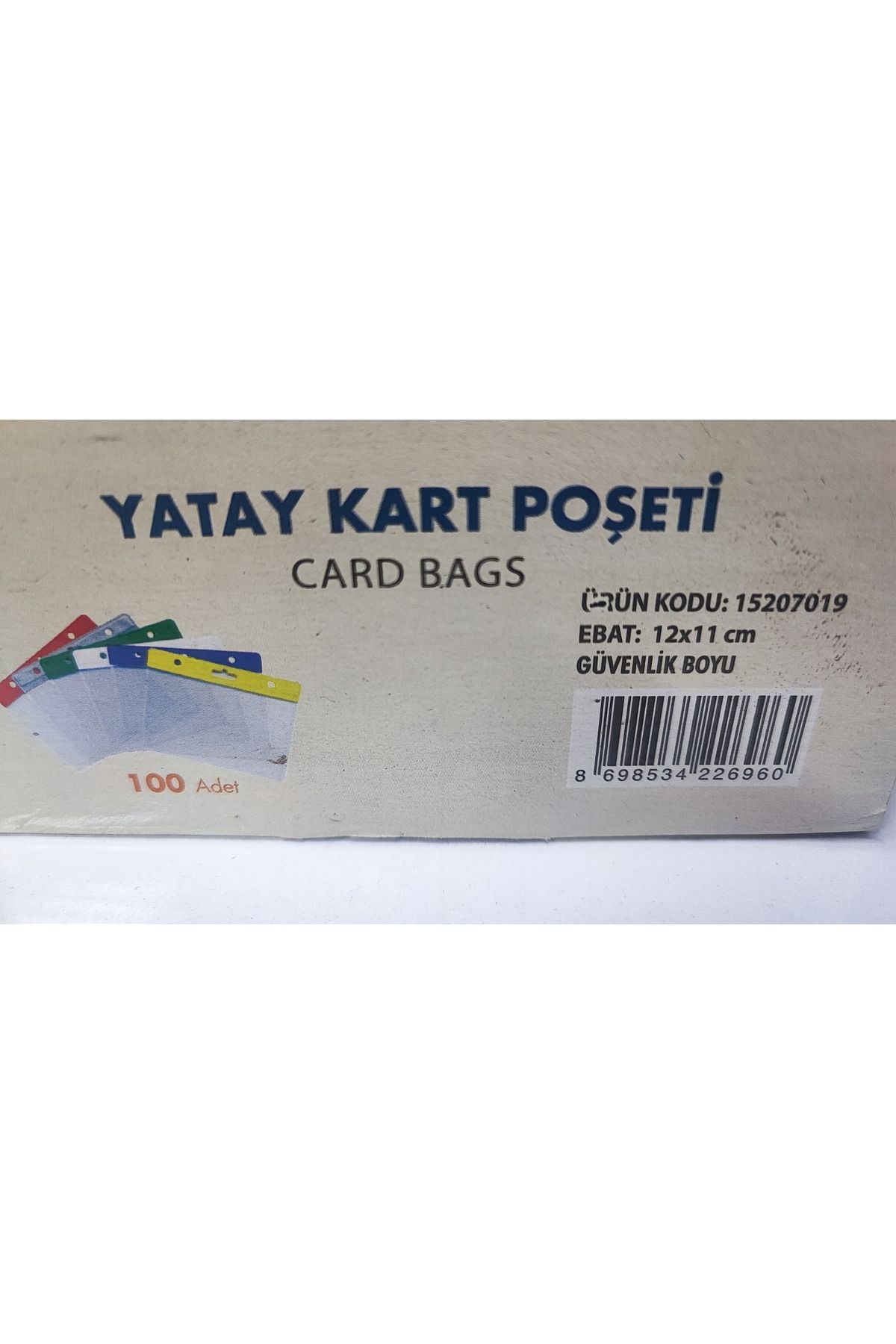 Marka Yatay kart poşeti, 100'lü paket, 12X11cm