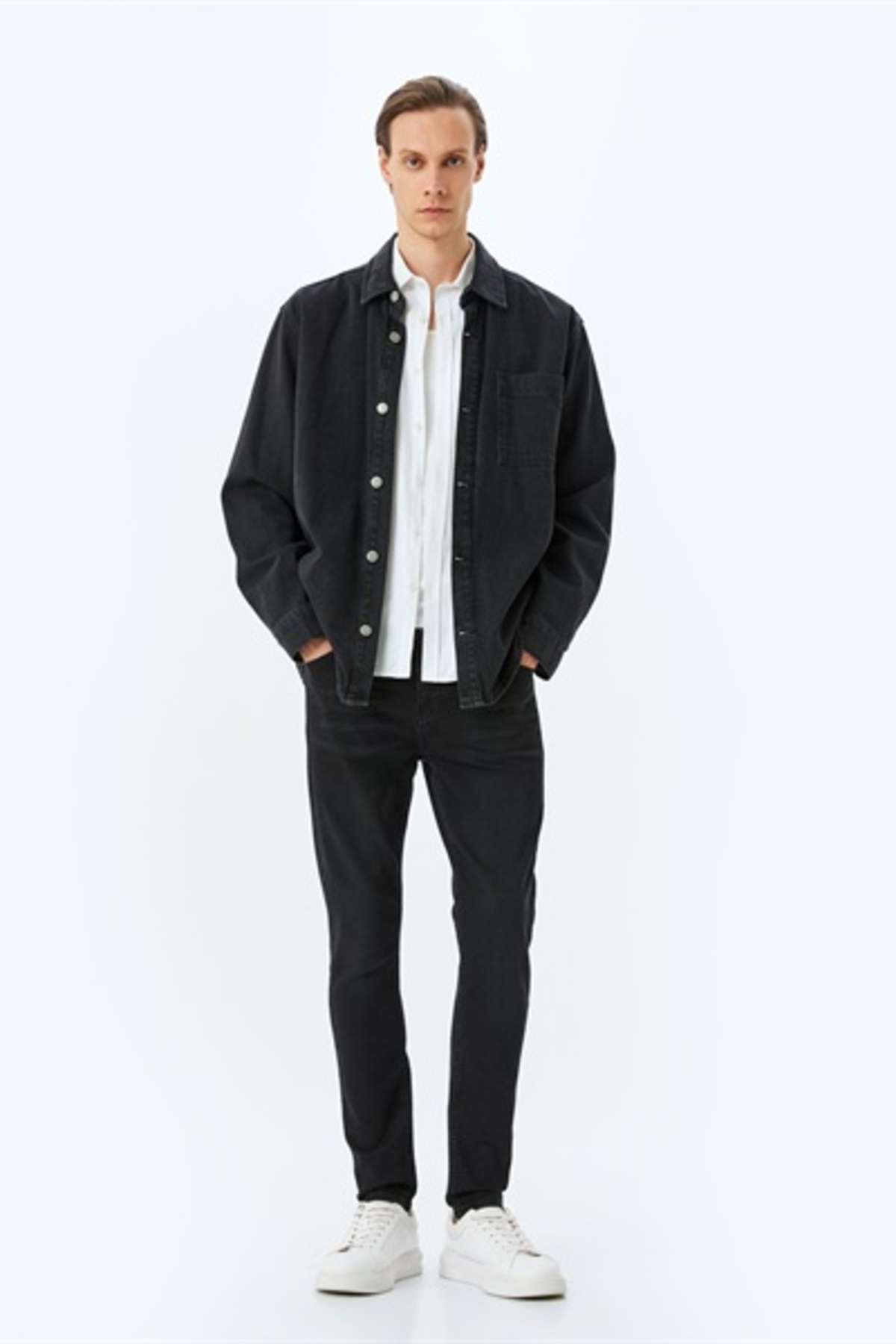کوتون شلوار جین مردانه مشکی MICHEAL مدل Skinny 5SAM40043ID