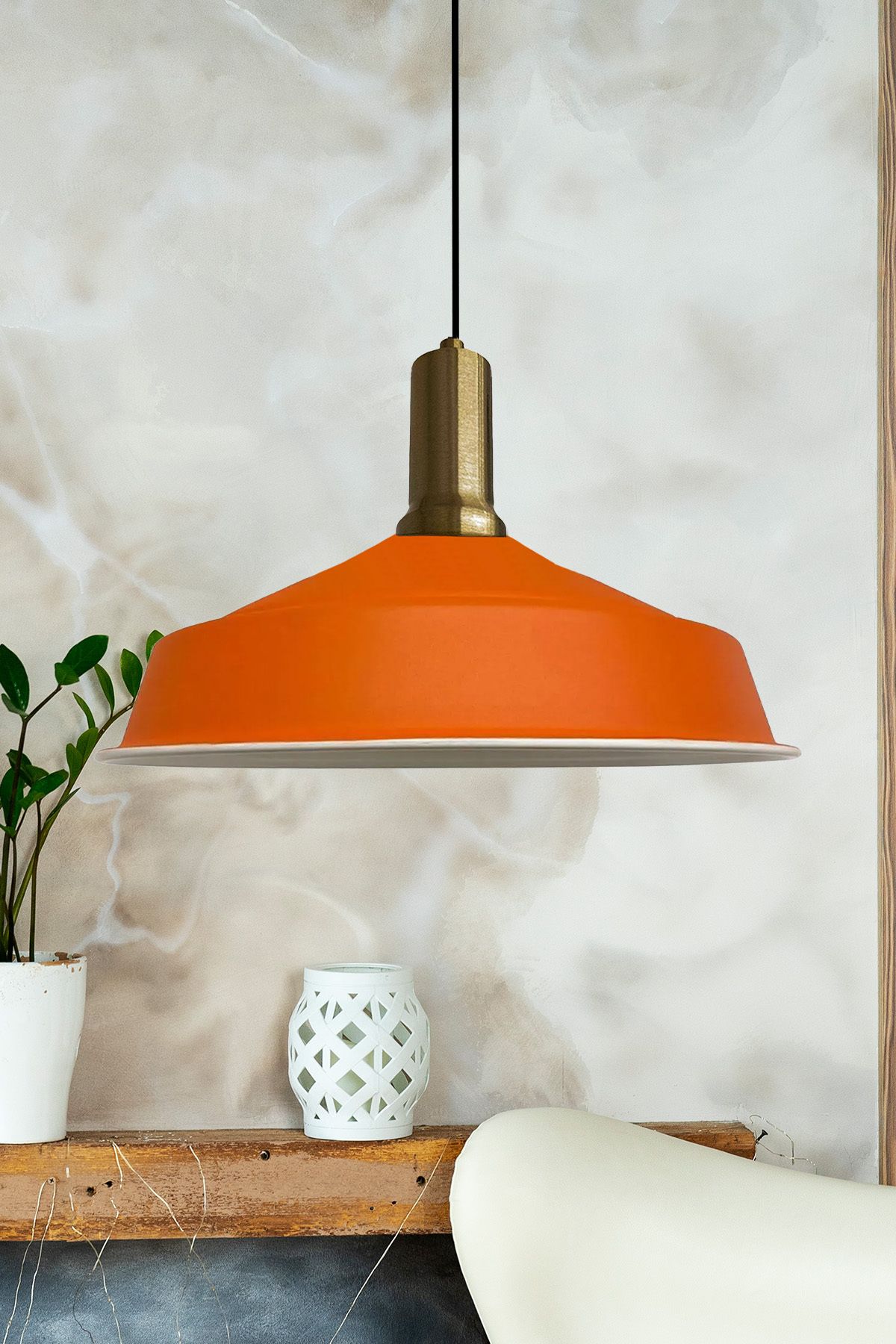 Bamyum-Asletl 40 cm Hängelampe Metall E27 Orange 2