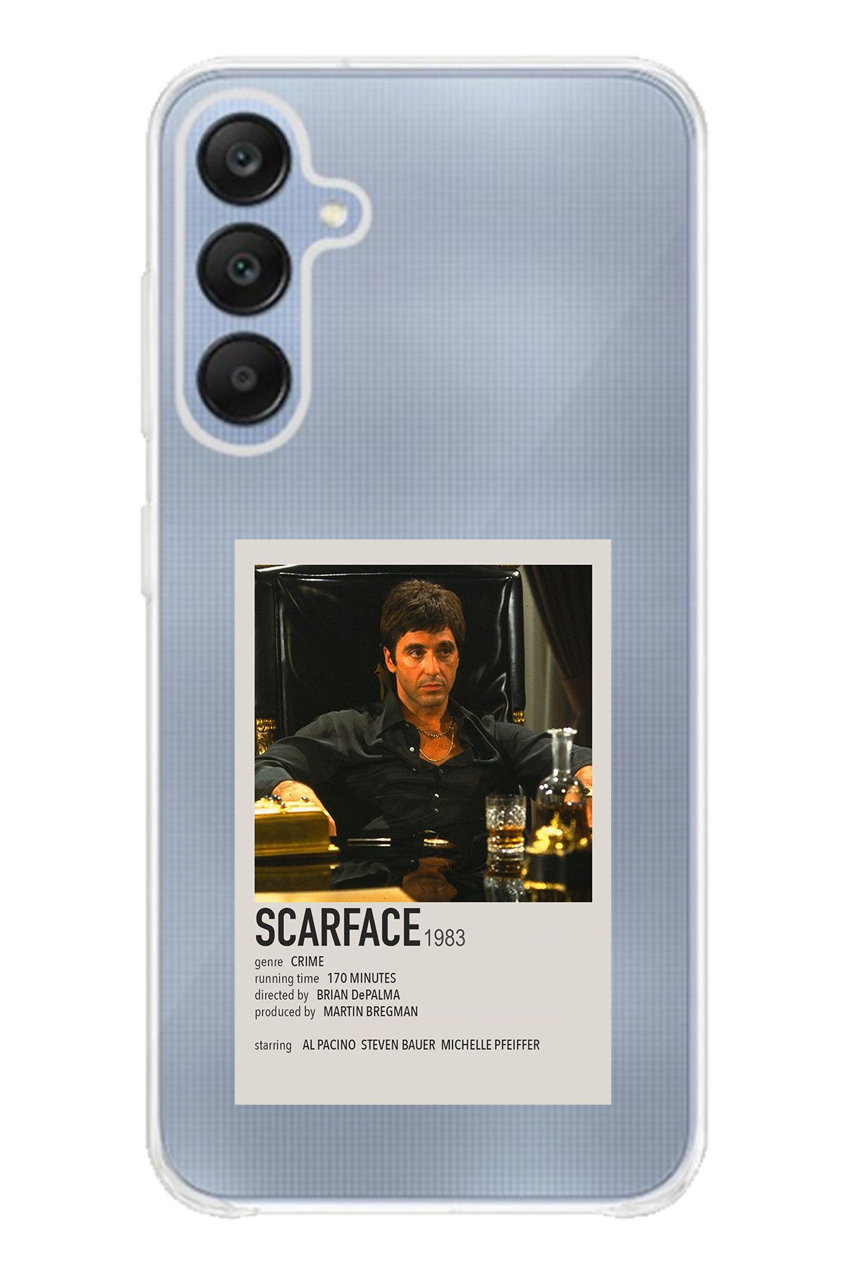 TechTree SAMSUNG Galaxy A25 Uyumlu Scarface Mini Poster Tasarımlı Şeffaf Silikon Kılıf