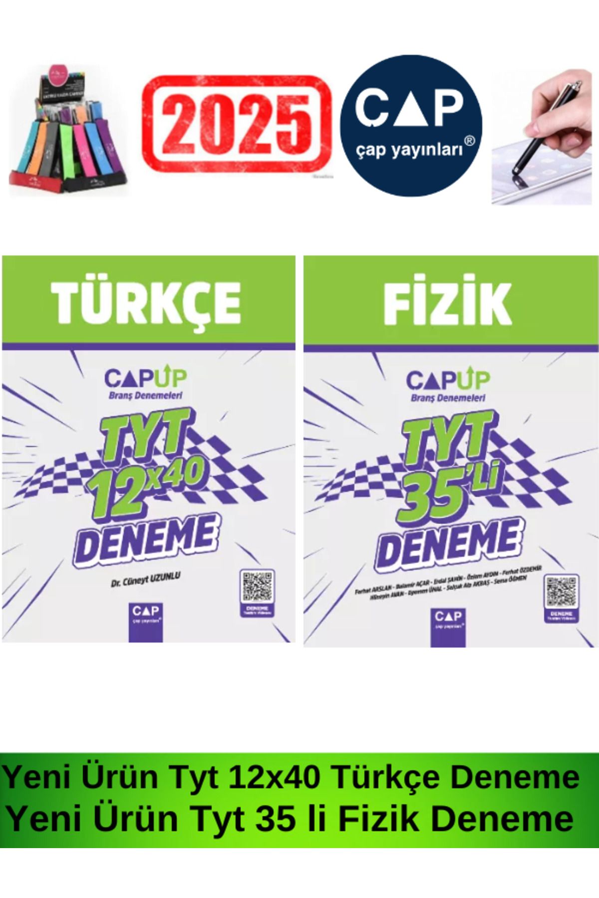 Çap Yayınları Çap Up 2025 Tyt Türkçe12x40-Fizik35 li  Branş Deneme Seti+Kalem+Lastikli Kalemlik