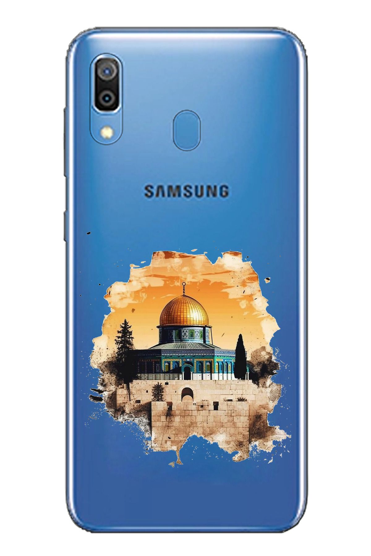 TechTree SAMSUNG Galaxy A20 / A30 Uyumlu Mescid-i Aksa Tasarımlı Şeffaf Silikon Kılıf